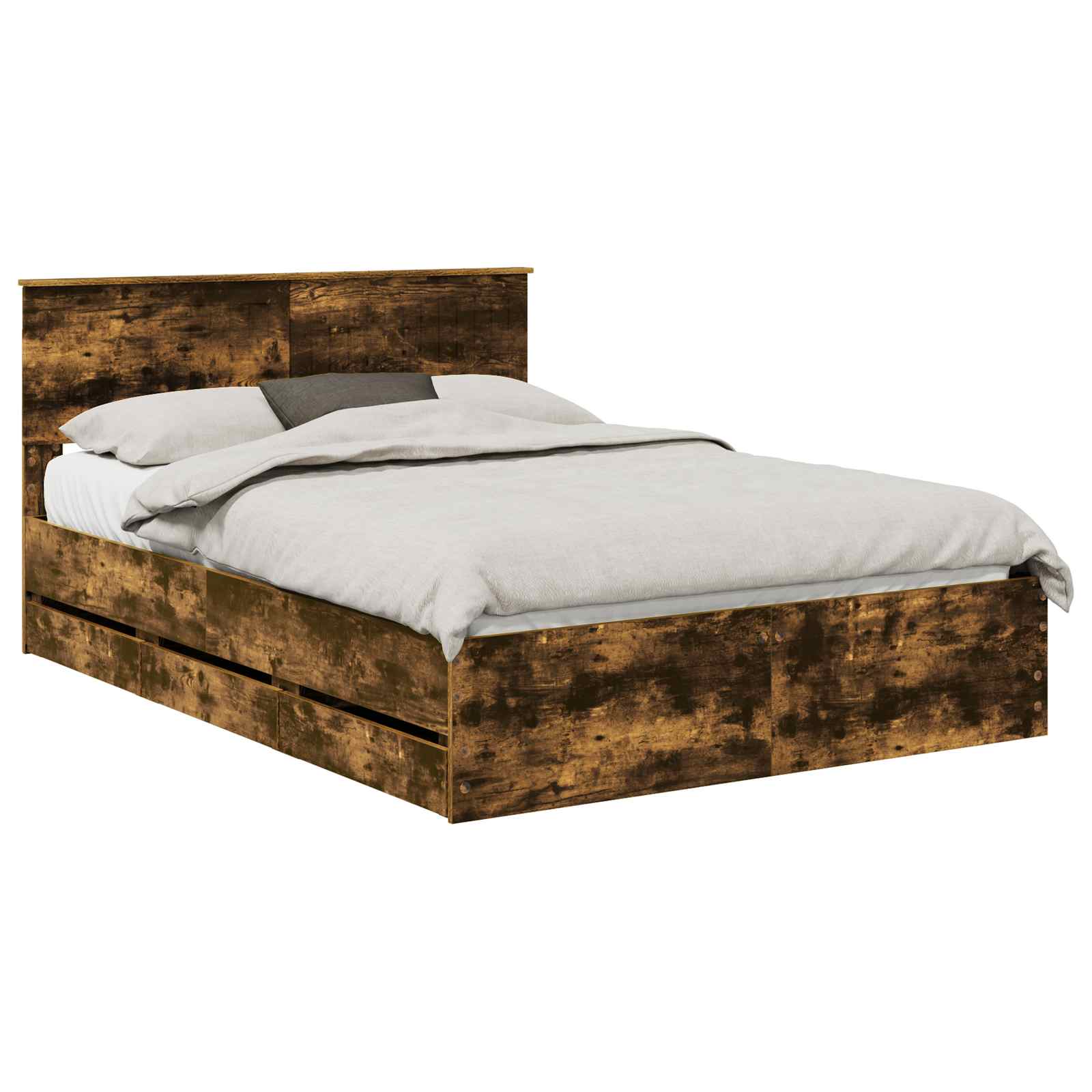 Bedframe met lade Gerookt eiken 135 x 190 cm Ingenieurshout is nu te koop bij PeponiXL, paradijselijk wonen!