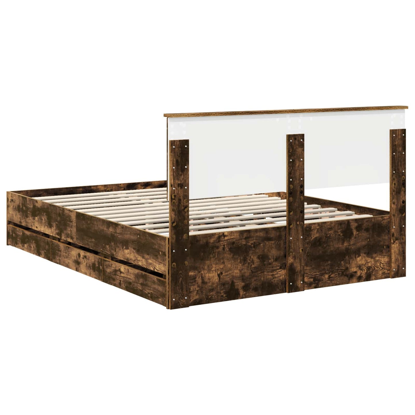 Bedframe met lade Gerookt eiken 135 x 190 cm Ingenieurshout is nu te koop bij PeponiXL, paradijselijk wonen!