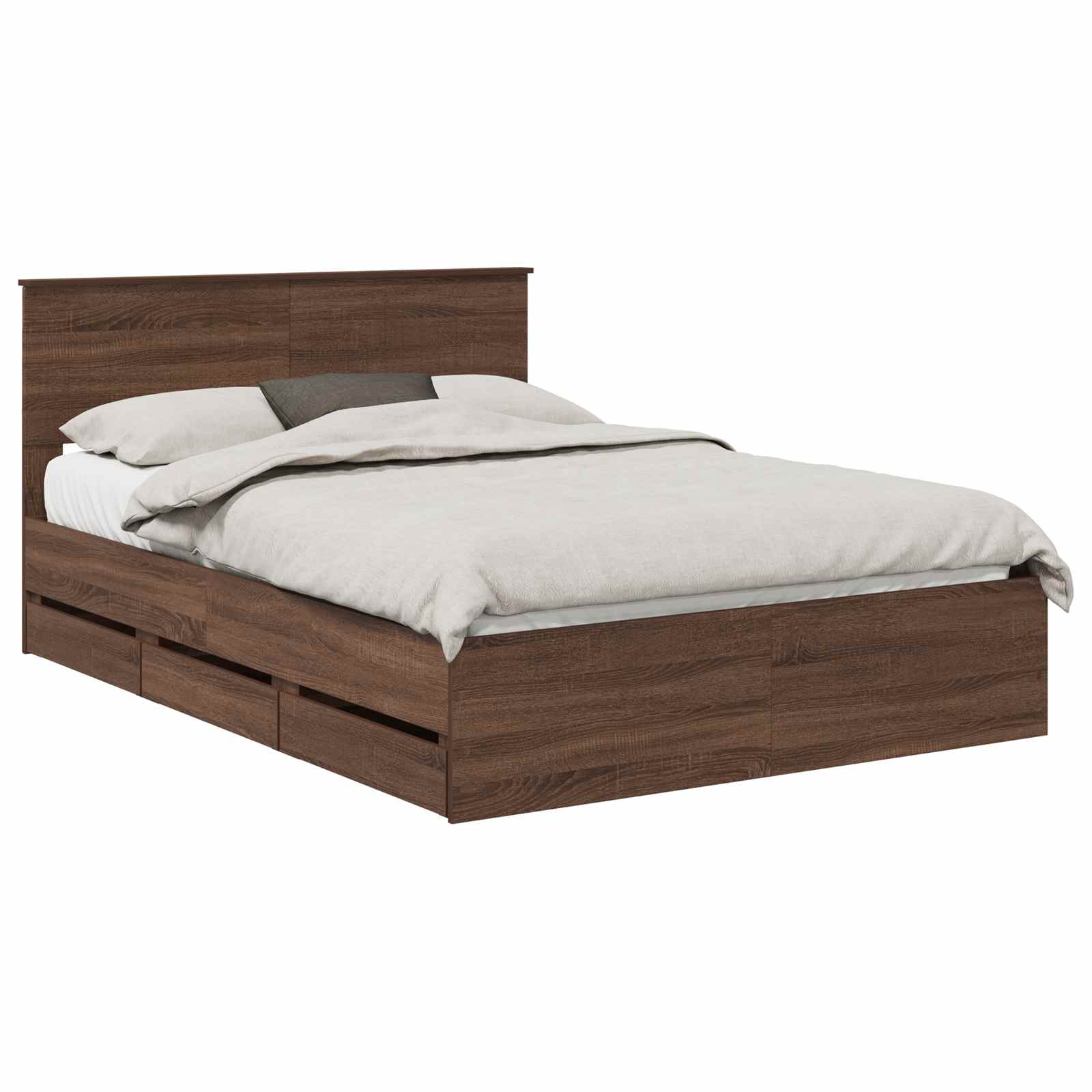 Bedframe met lade Bruin Eiken 135 x 190 cm Ingenieurshout is nu te koop bij PeponiXL, paradijselijk wonen!