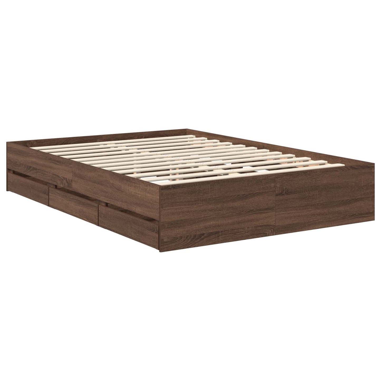 Bedframe met lade Bruin Eiken 135 x 190 cm Ingenieurshout is nu te koop bij PeponiXL, paradijselijk wonen!