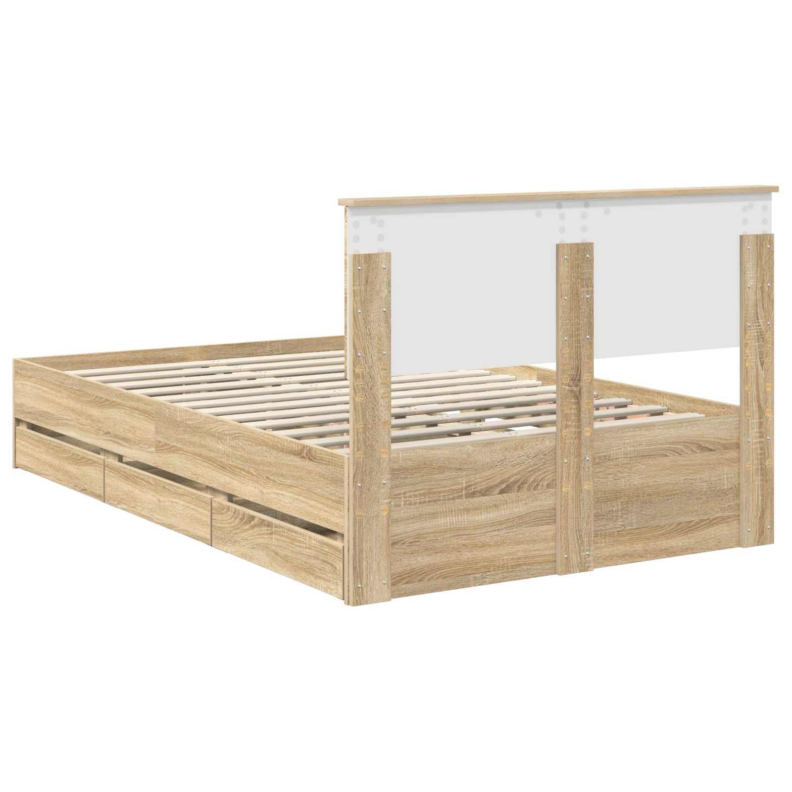 Bedframe met lade Sonoma Eiken 120 x 200 cm Ingenieurshout is nu te koop bij PeponiXL, paradijselijk wonen!