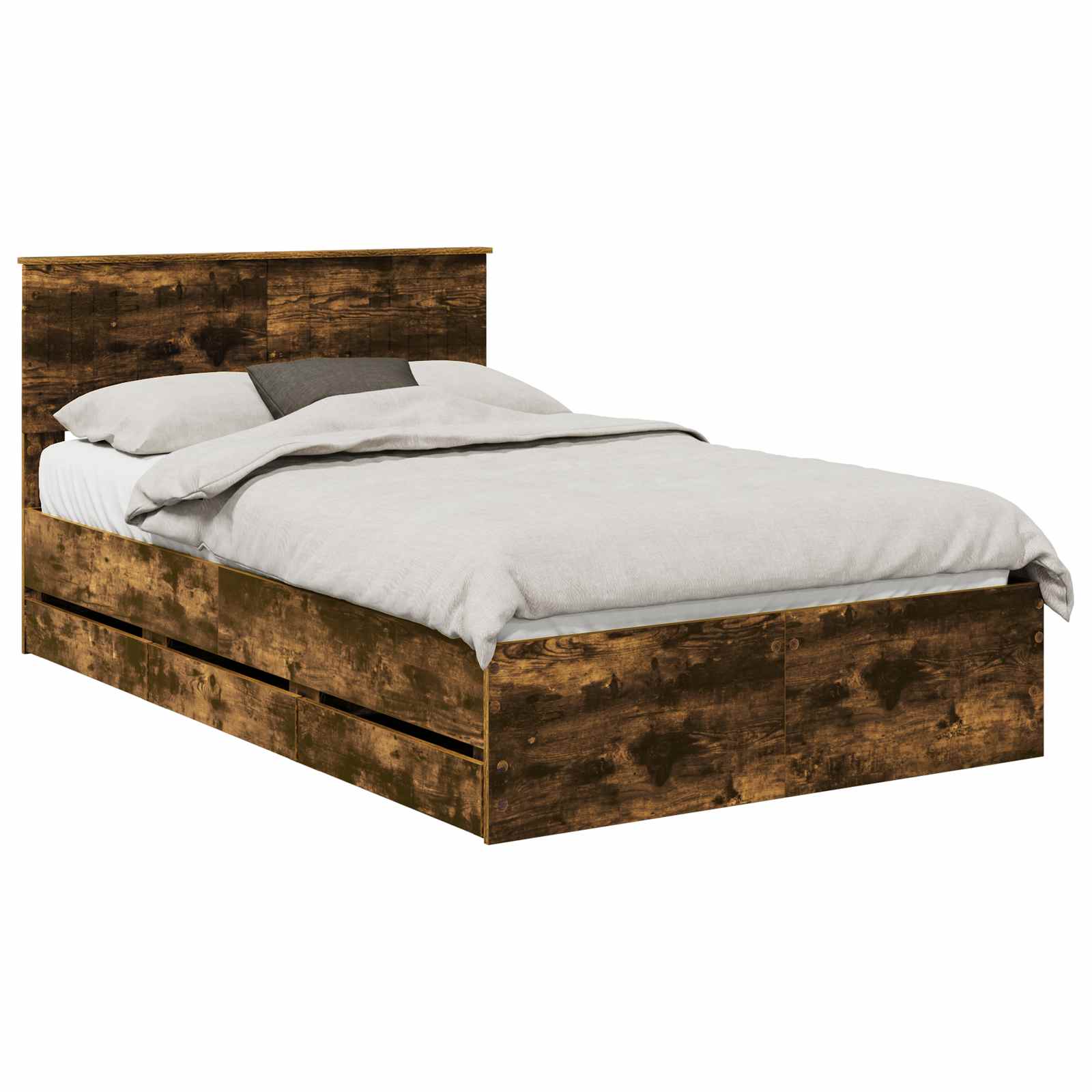 Bedframe met lade Gerookt eiken 120 x 200 cm Ingenieurshout is nu te koop bij PeponiXL, paradijselijk wonen!