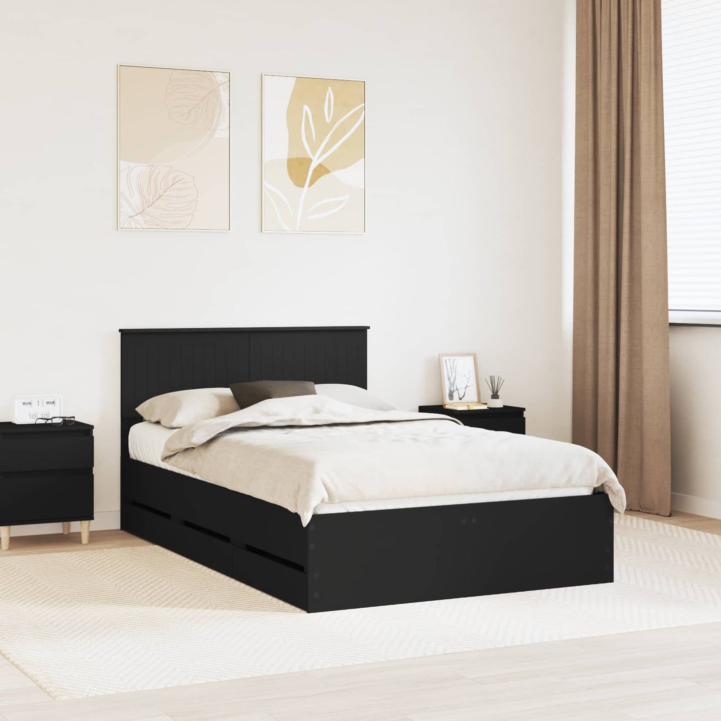 Bedframe met lade met opslag Zwart 120 x 190 cm Ingenieurshout is nu te koop bij PeponiXL, paradijselijk wonen!