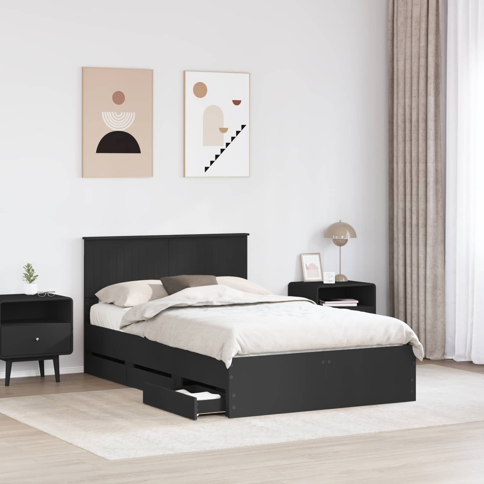 Bedframe met lade met opslag Zwart 120 x 190 cm Ingenieurshout is nu te koop bij PeponiXL, paradijselijk wonen!