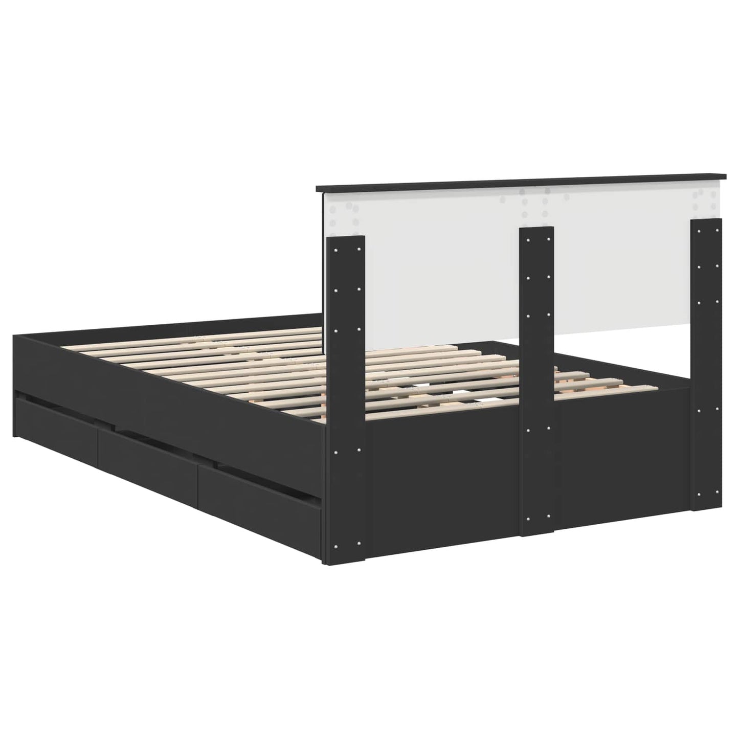 Bedframe met lade met opslag Zwart 120 x 190 cm Ingenieurshout is nu te koop bij PeponiXL, paradijselijk wonen!