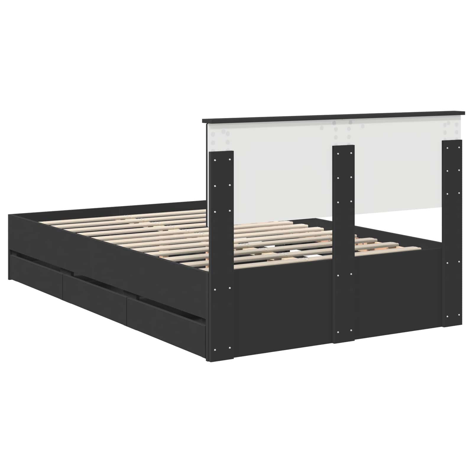 Bedframe met lade met opslag Zwart 120 x 190 cm Ingenieurshout is nu te koop bij PeponiXL, paradijselijk wonen!