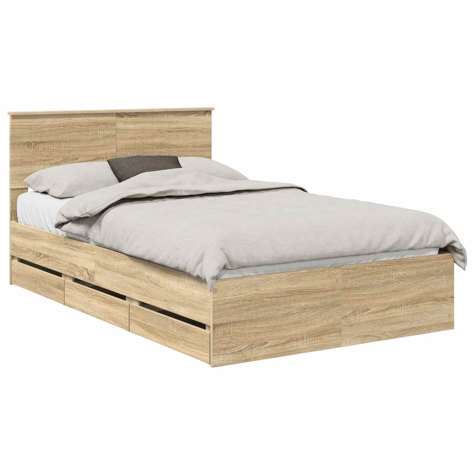 Bedframe met lade Sonoma Eiken 120 x 190 cm Ingenieurshout is nu te koop bij PeponiXL, paradijselijk wonen!