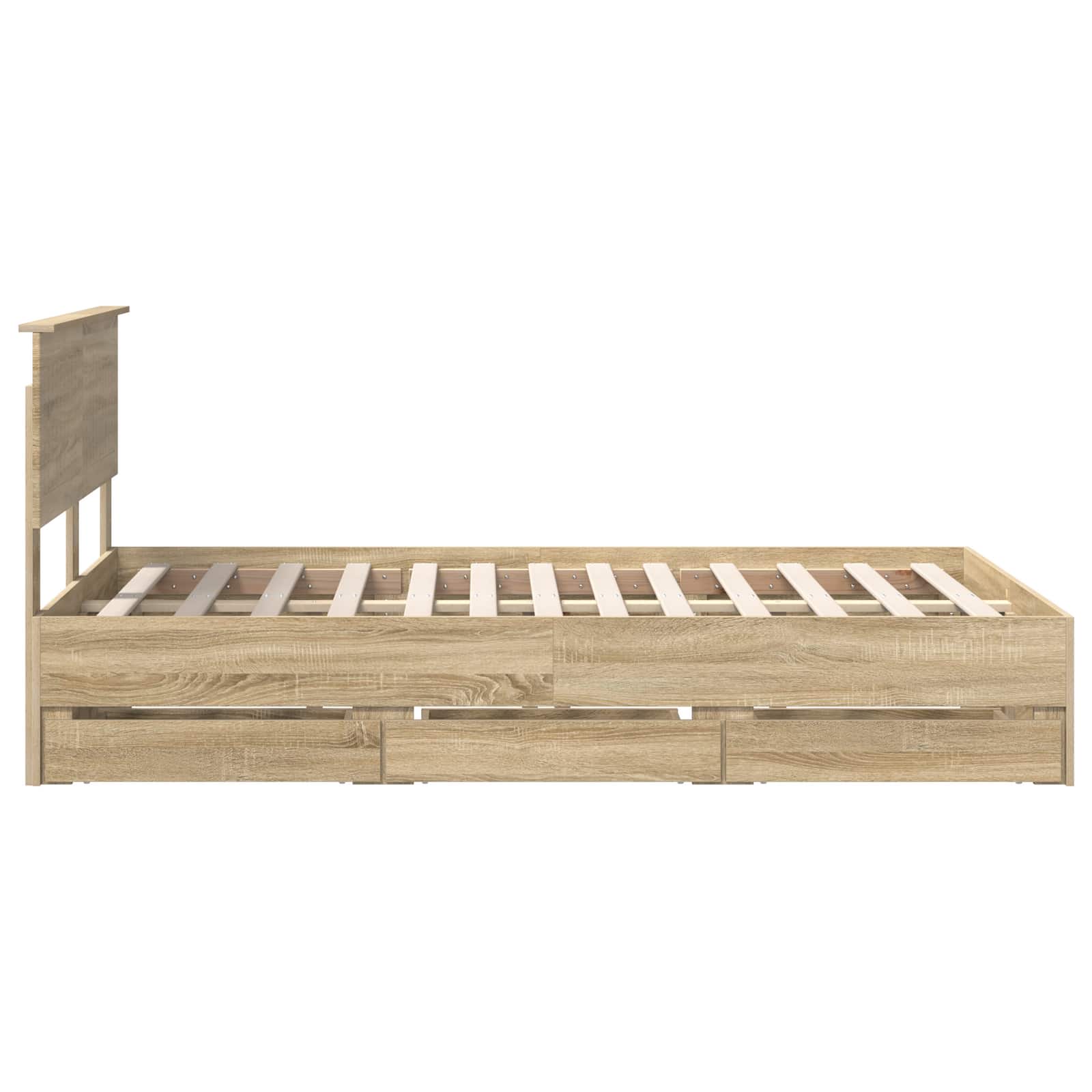 Bedframe met lade Sonoma Eiken 120 x 190 cm Ingenieurshout is nu te koop bij PeponiXL, paradijselijk wonen!