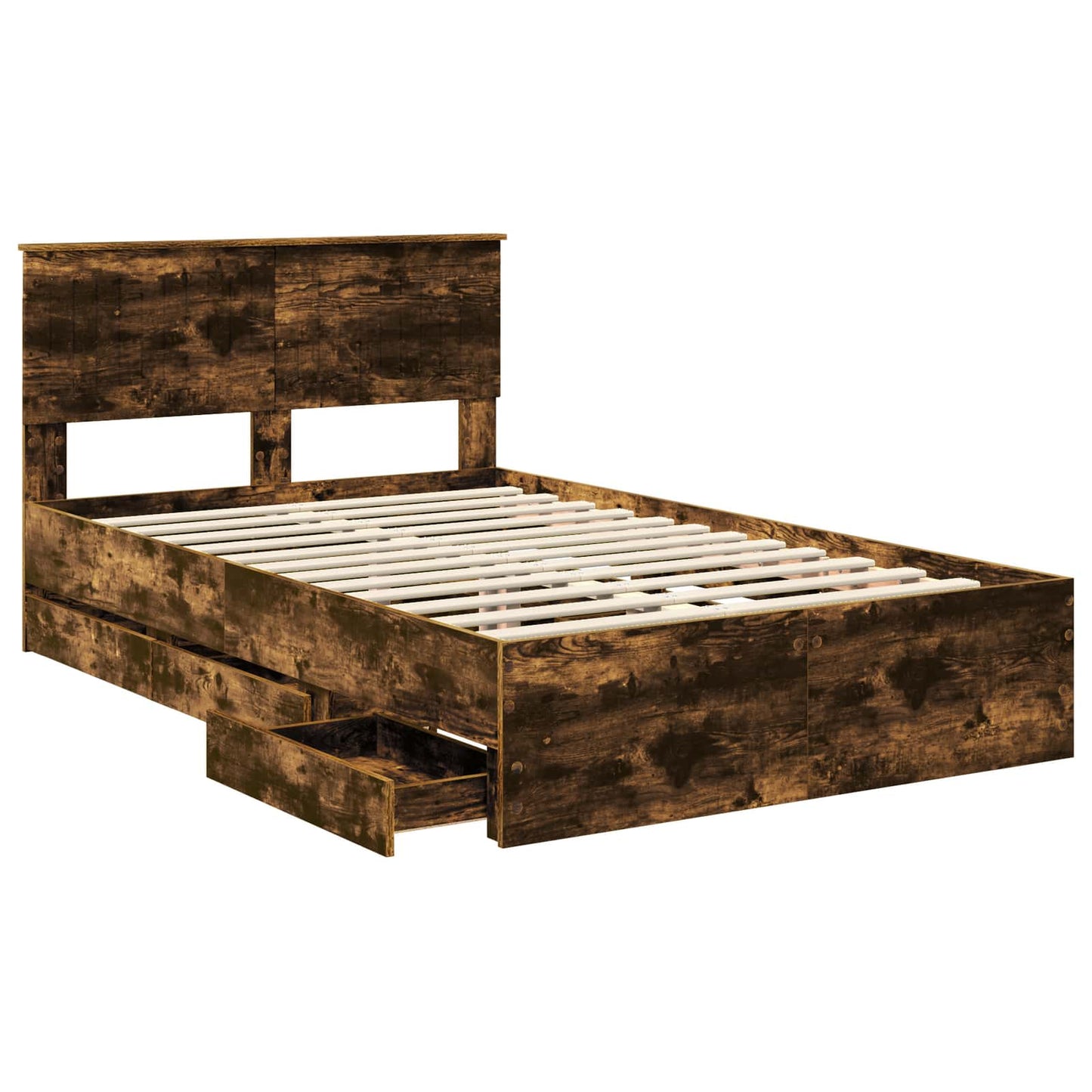 Bedframe met lade Gerookt eiken 120 x 190 cm Ingenieurshout is nu te koop bij PeponiXL, paradijselijk wonen!