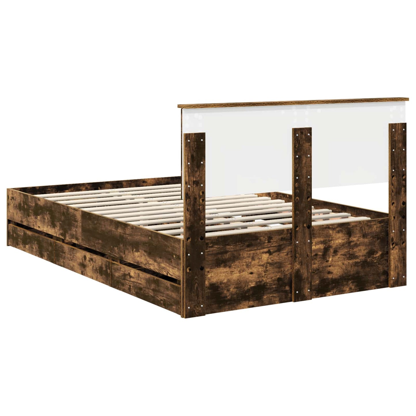 Bedframe met lade Gerookt eiken 120 x 190 cm Ingenieurshout is nu te koop bij PeponiXL, paradijselijk wonen!
