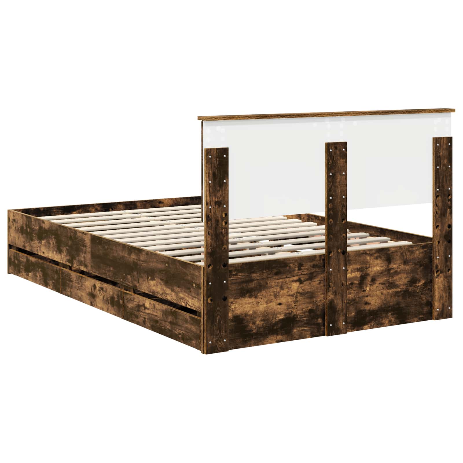 Bedframe met lade Gerookt eiken 120 x 190 cm Ingenieurshout is nu te koop bij PeponiXL, paradijselijk wonen!