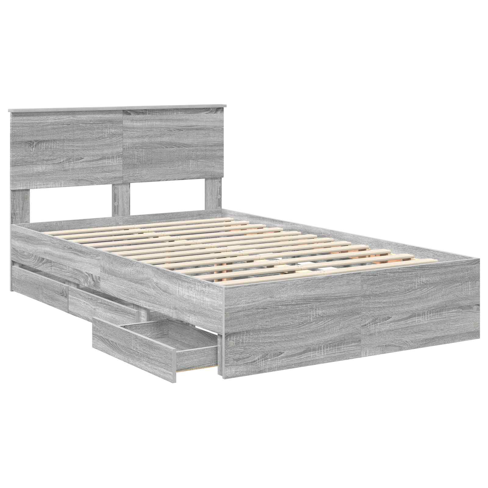 Bedframe met lade Grijs Sonoma 120 x 190 cm Ingenieurshout is nu te koop bij PeponiXL, paradijselijk wonen!