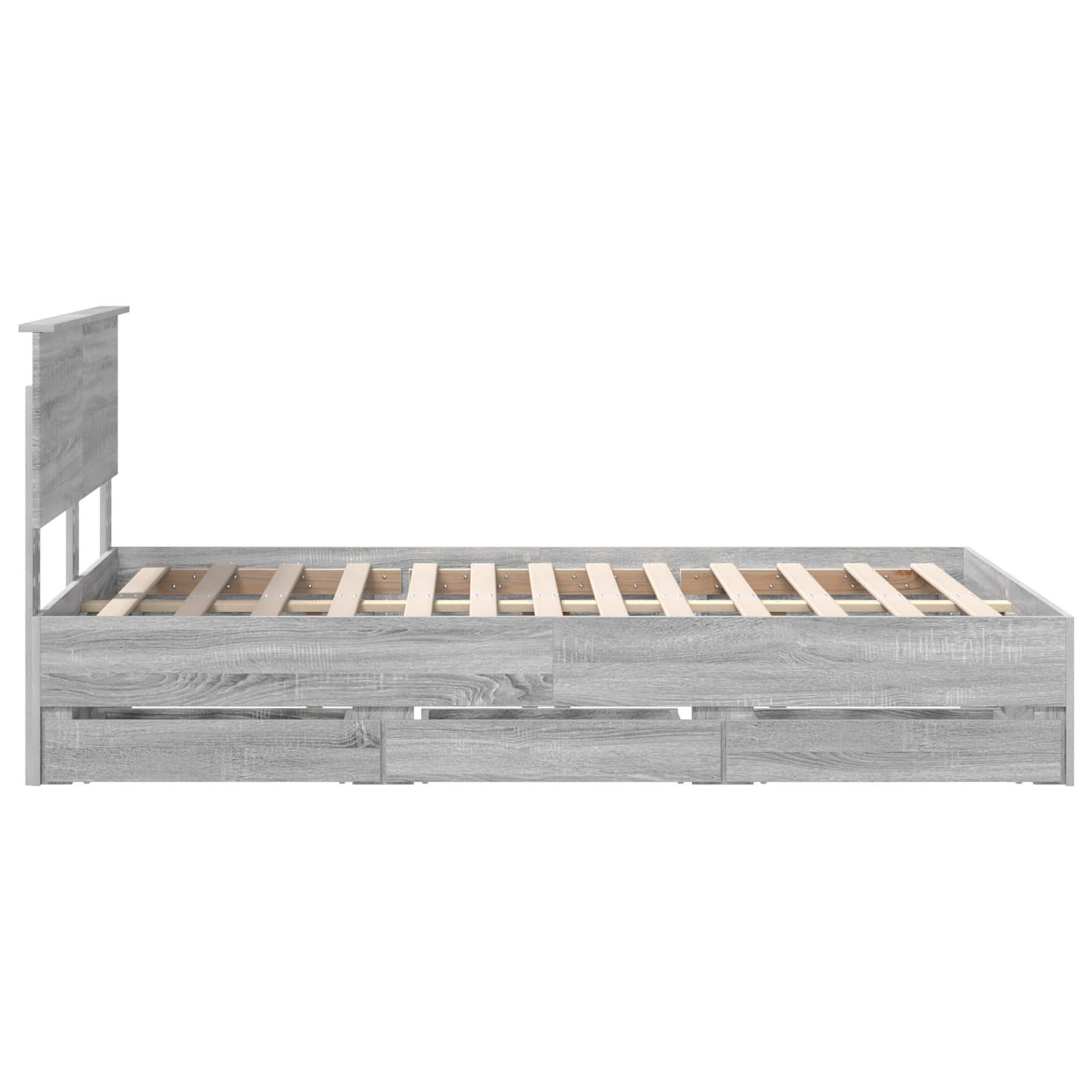 Bedframe met lade Grijs Sonoma 120 x 190 cm Ingenieurshout is nu te koop bij PeponiXL, paradijselijk wonen!