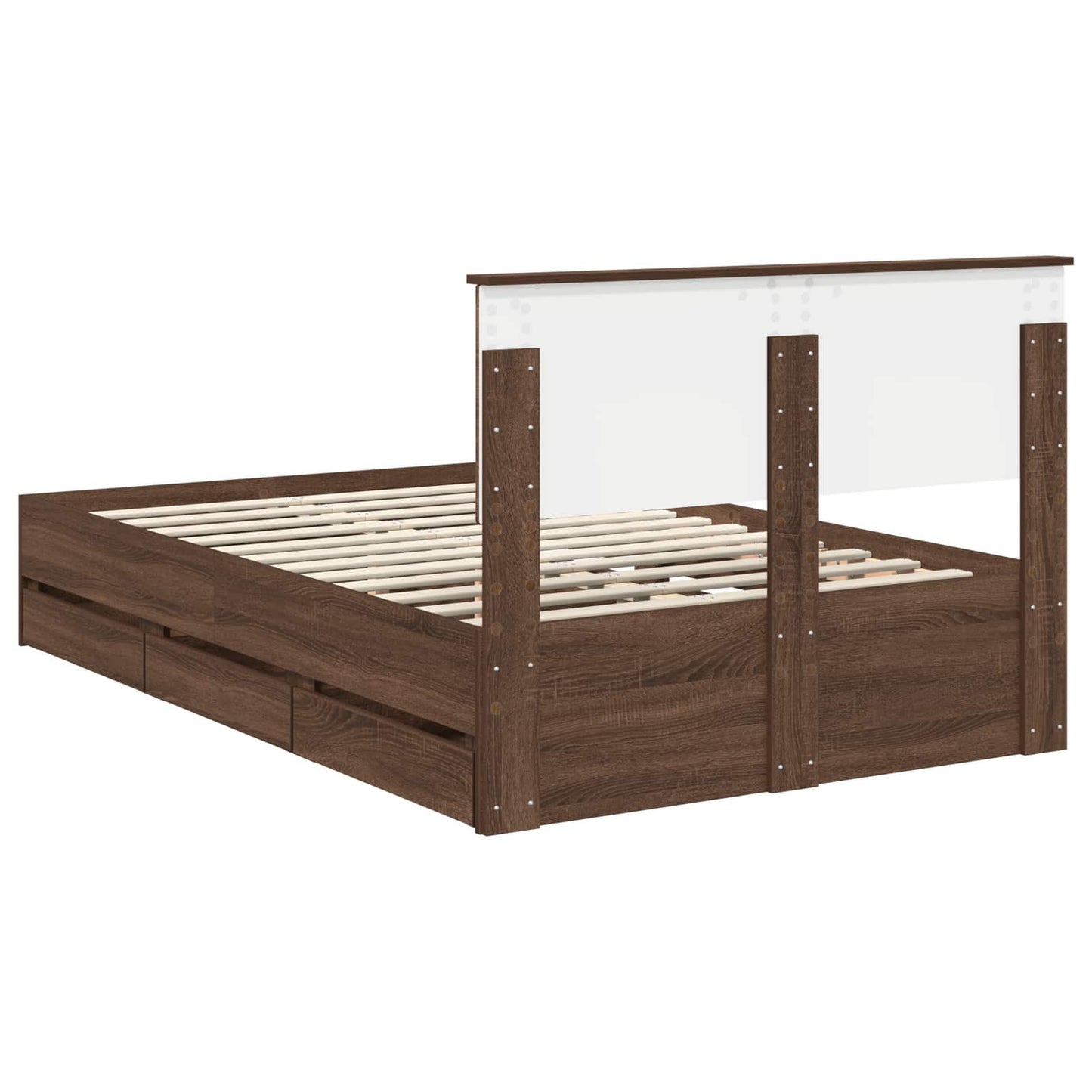 Bedframe met lade Bruin Eiken 120 x 190 cm Ingenieurshout is nu te koop bij PeponiXL, paradijselijk wonen!