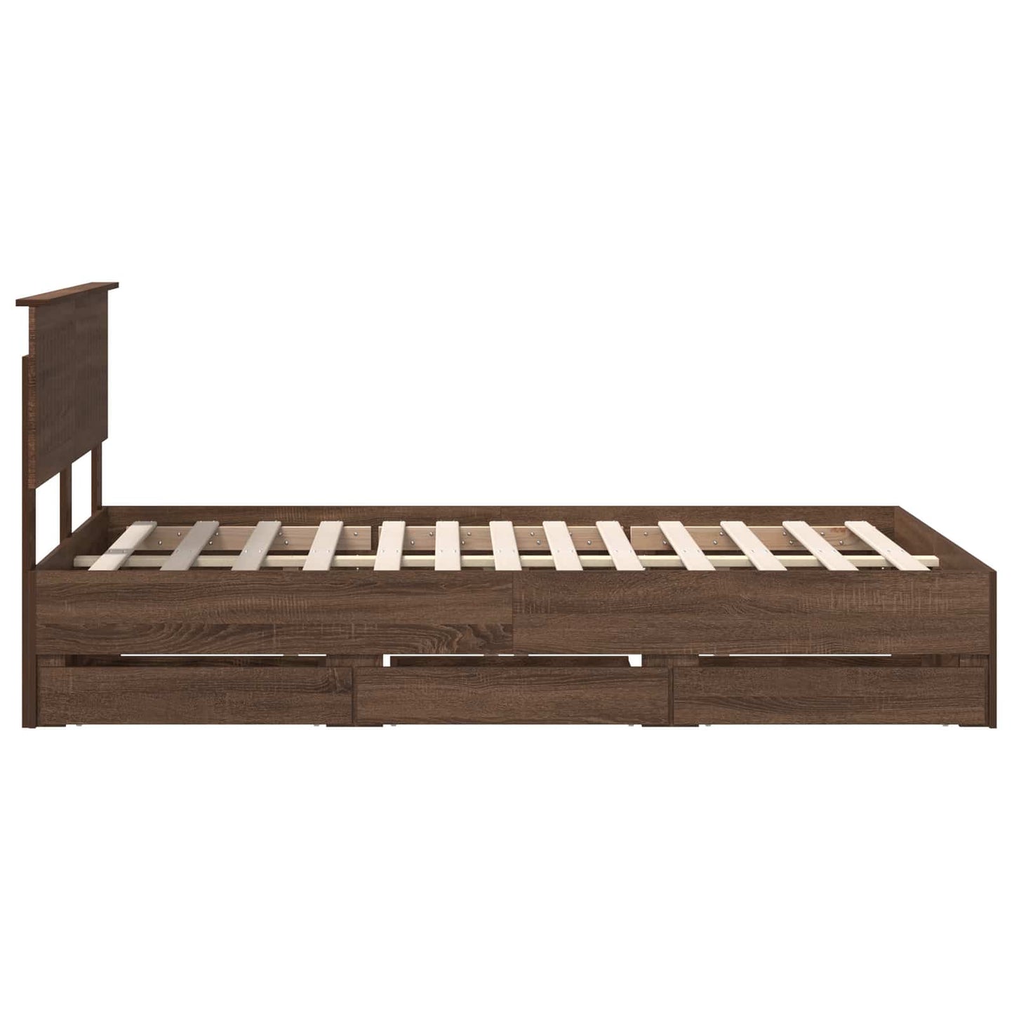 Bedframe met lade Bruin Eiken 120 x 190 cm Ingenieurshout is nu te koop bij PeponiXL, paradijselijk wonen!