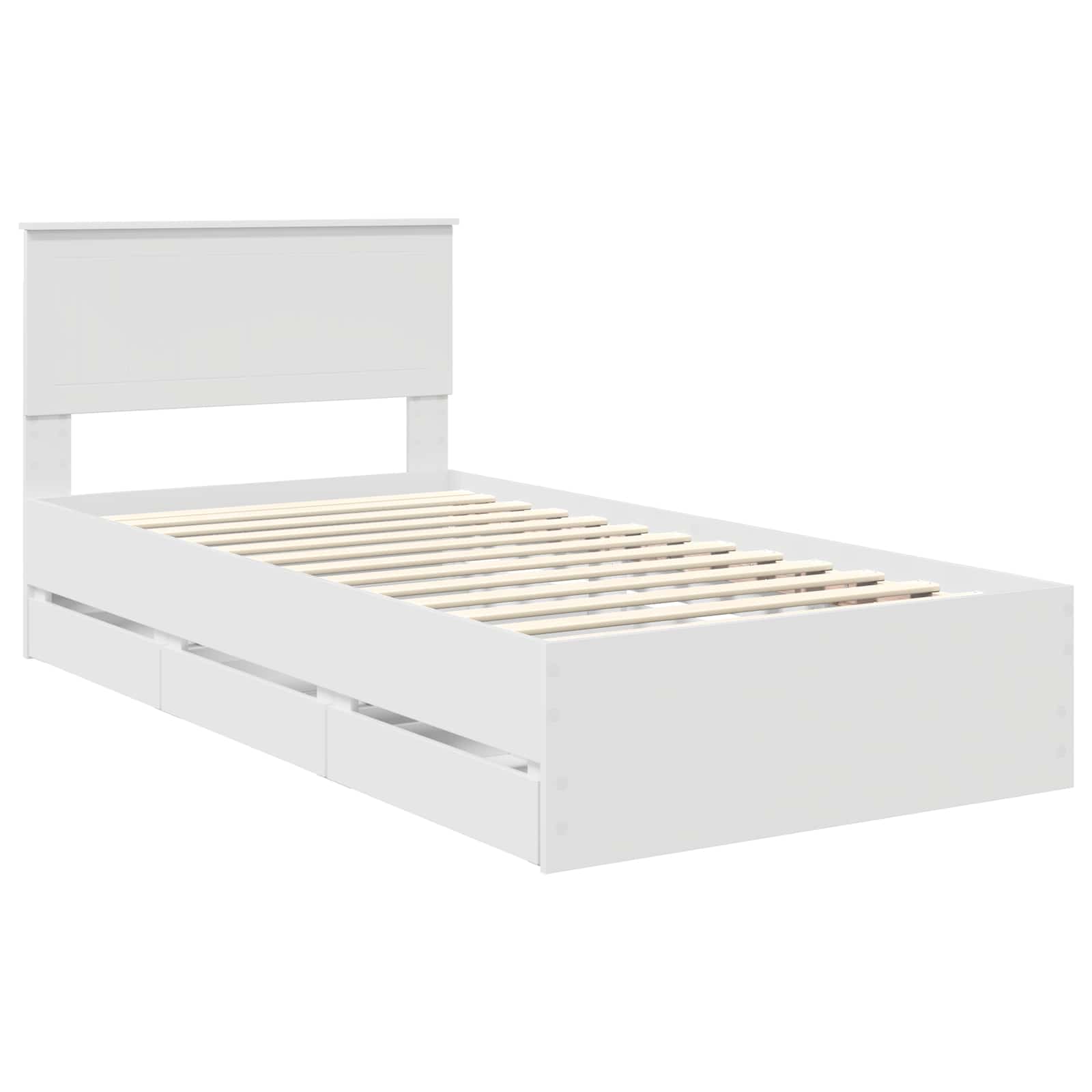 Bedframe met lade met opslag Wit 100 x 200 cm Ingenieurshout is nu te koop bij PeponiXL, paradijselijk wonen!
