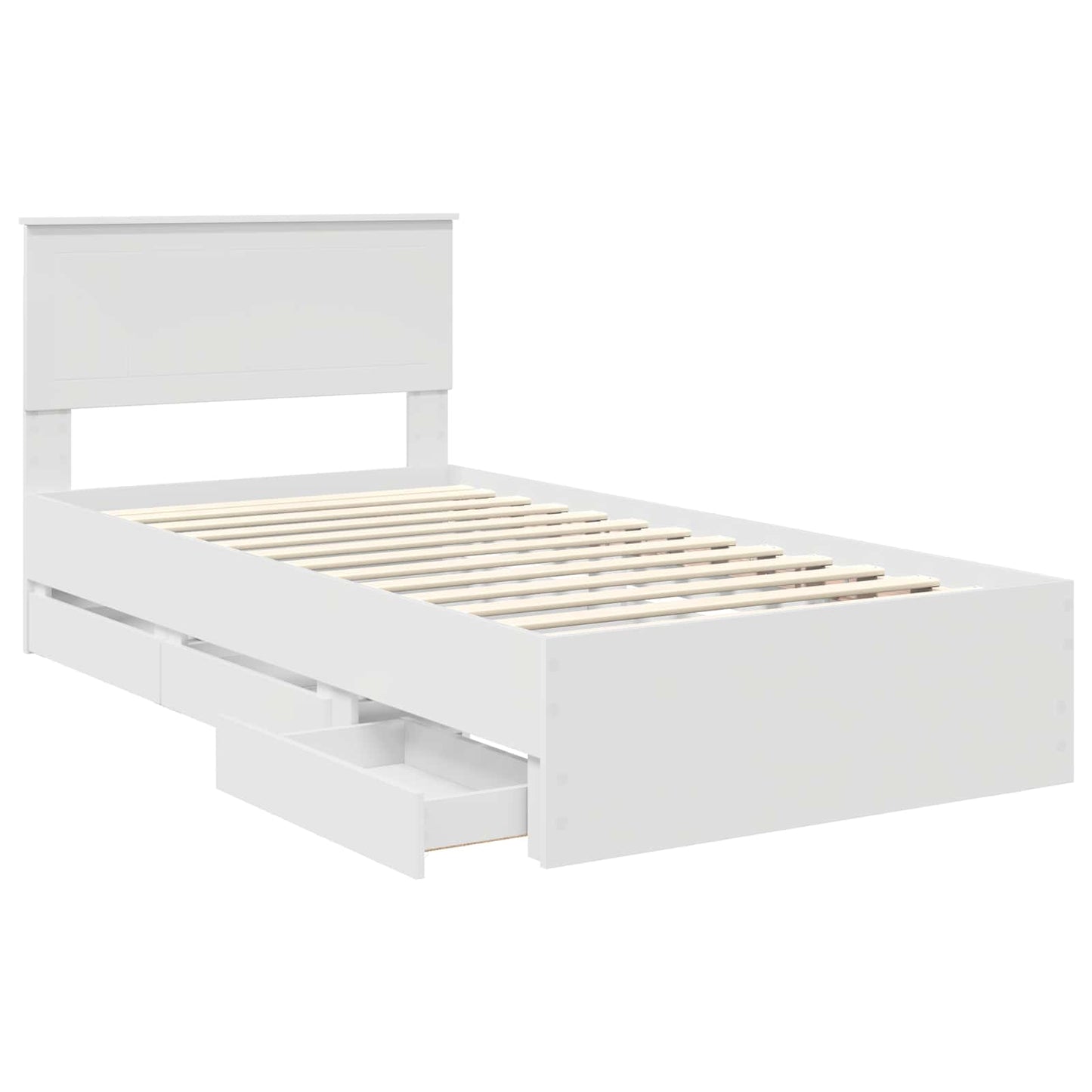 Bedframe met lade met opslag Wit 100 x 200 cm Ingenieurshout is nu te koop bij PeponiXL, paradijselijk wonen!