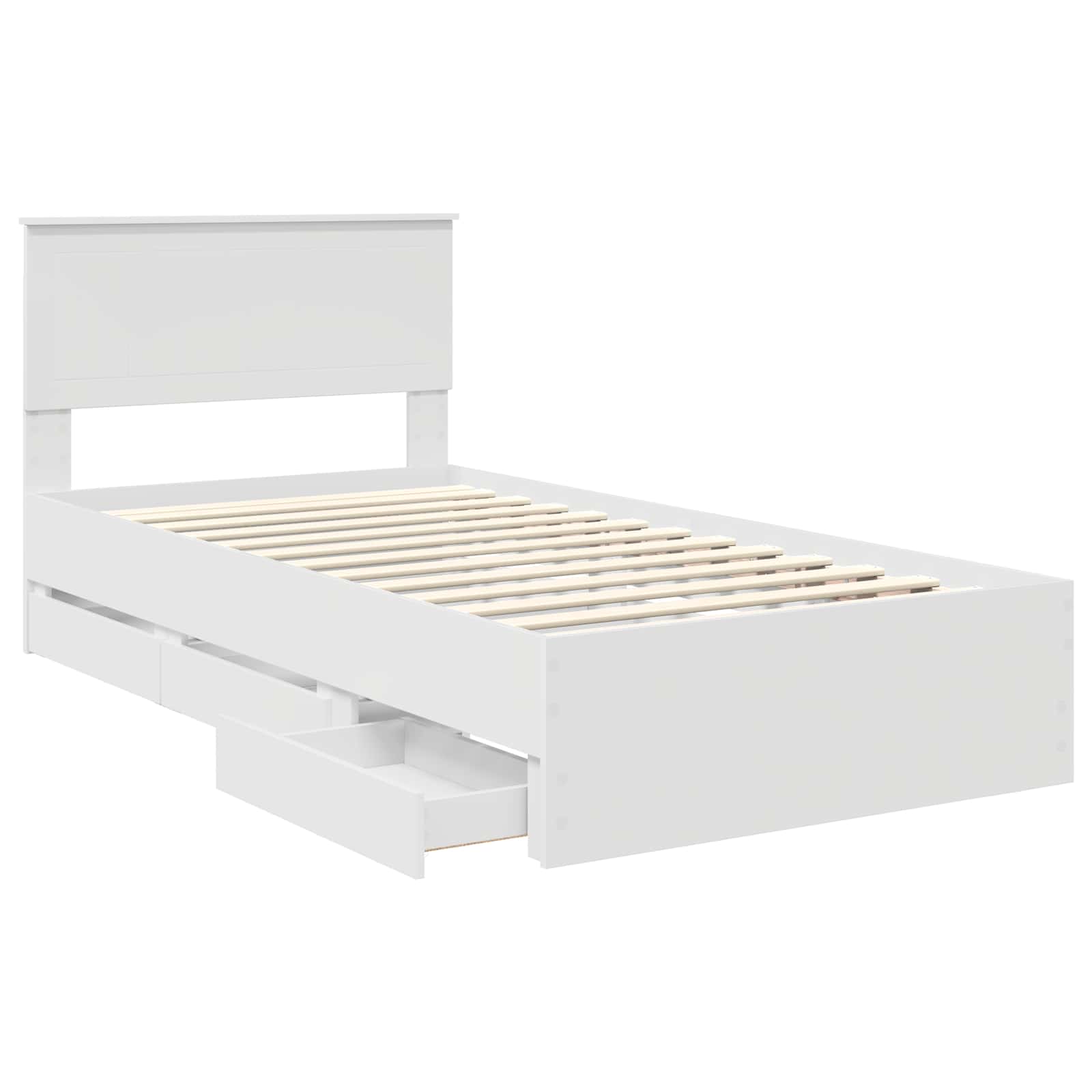 Bedframe met lade met opslag Wit 100 x 200 cm Ingenieurshout is nu te koop bij PeponiXL, paradijselijk wonen!