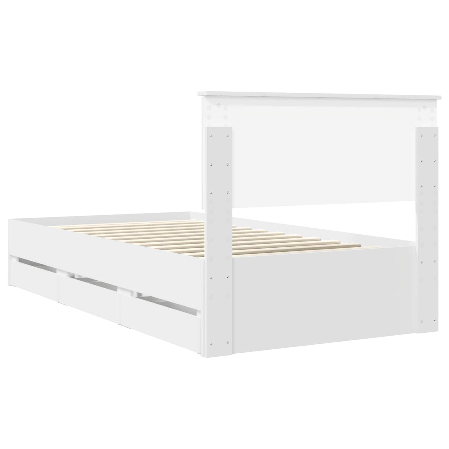 Bedframe met lade met opslag Wit 100 x 200 cm Ingenieurshout is nu te koop bij PeponiXL, paradijselijk wonen!