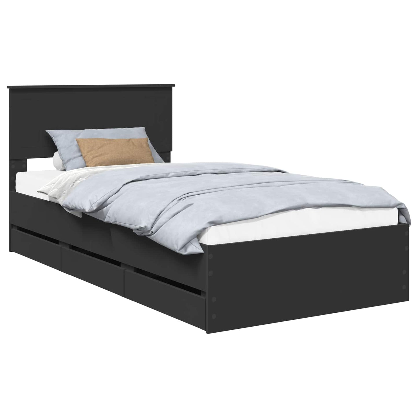 Bedframe met lade met opslag Zwart 100 x 200 cm Ingenieurshout is nu te koop bij PeponiXL, paradijselijk wonen!
