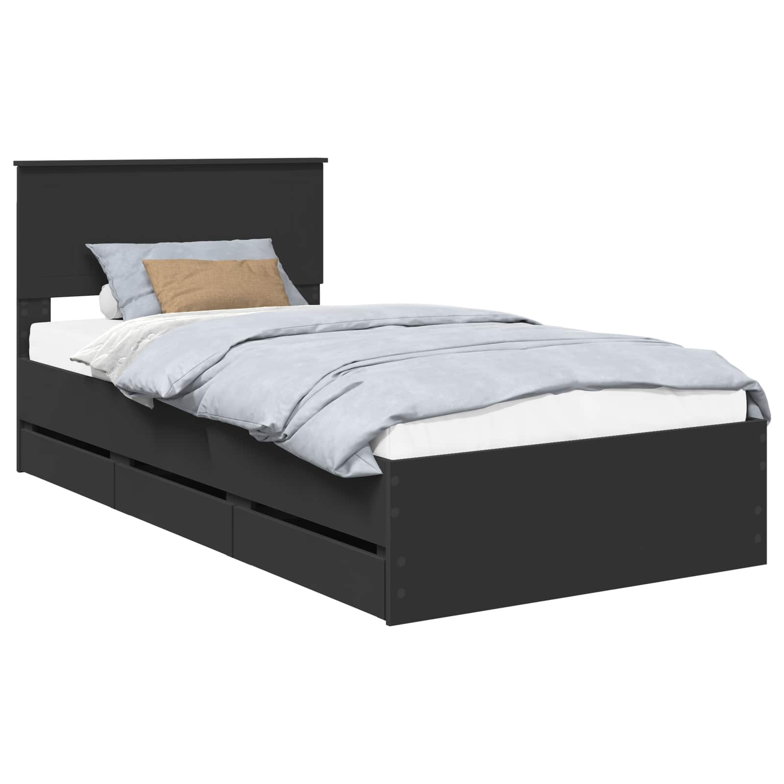 Bedframe met lade met opslag Zwart 100 x 200 cm Ingenieurshout is nu te koop bij PeponiXL, paradijselijk wonen!