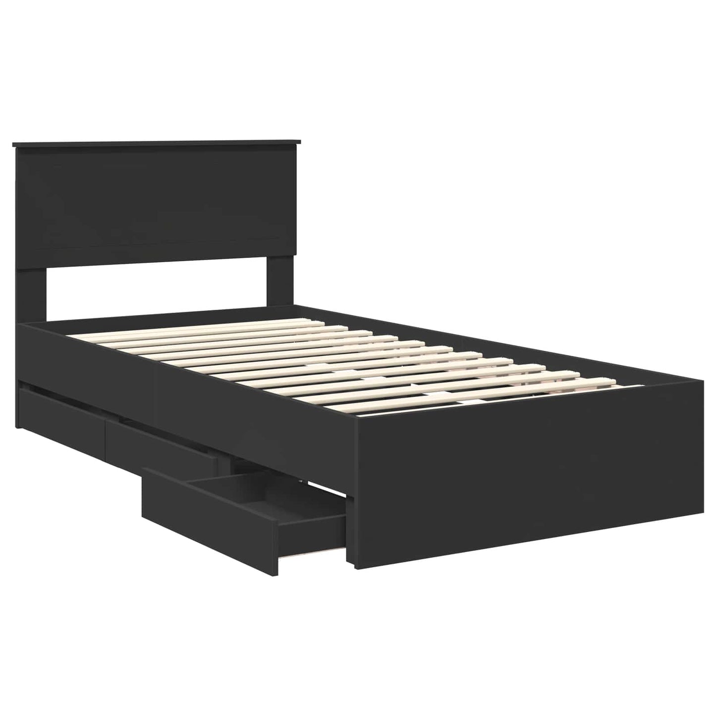 Bedframe met lade met opslag Zwart 100 x 200 cm Ingenieurshout is nu te koop bij PeponiXL, paradijselijk wonen!