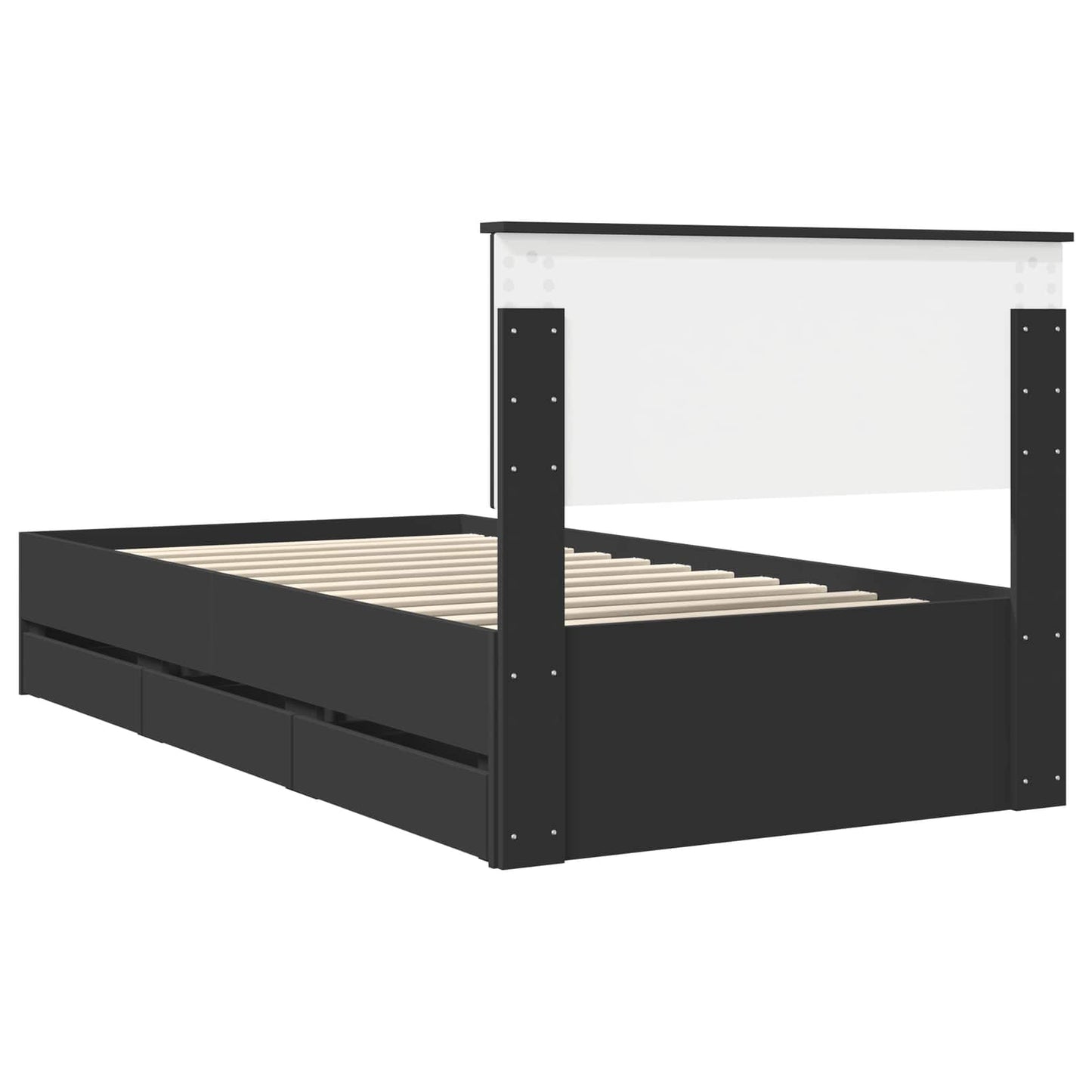 Bedframe met lade met opslag Zwart 100 x 200 cm Ingenieurshout is nu te koop bij PeponiXL, paradijselijk wonen!