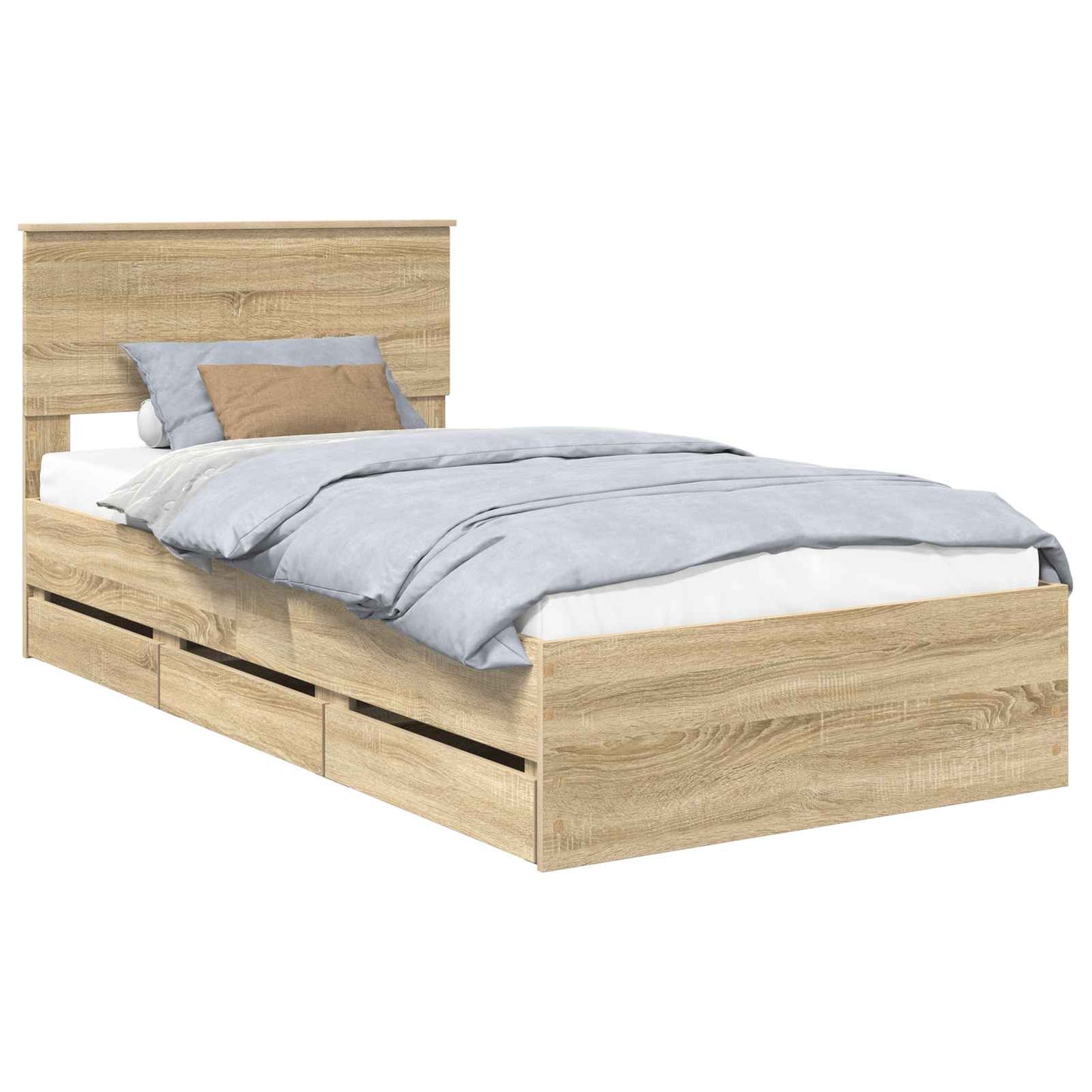 Bedframe met lade Sonoma Eiken 100 x 200 cm Ingenieurshout is nu te koop bij PeponiXL, paradijselijk wonen!