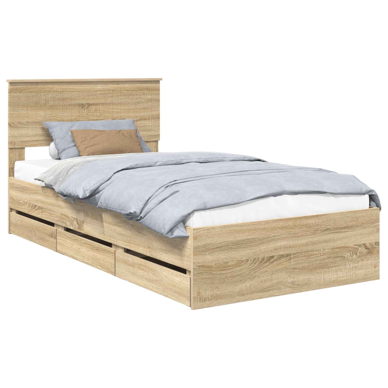 Bedframe met lade Sonoma Eiken 100 x 200 cm Ingenieurshout is nu te koop bij PeponiXL, paradijselijk wonen!