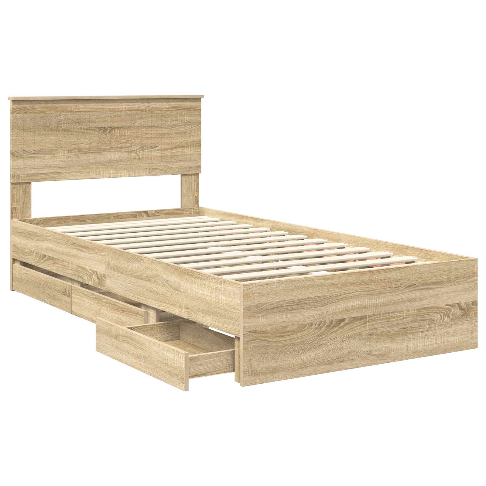 Bedframe met lade Sonoma Eiken 100 x 200 cm Ingenieurshout is nu te koop bij PeponiXL, paradijselijk wonen!