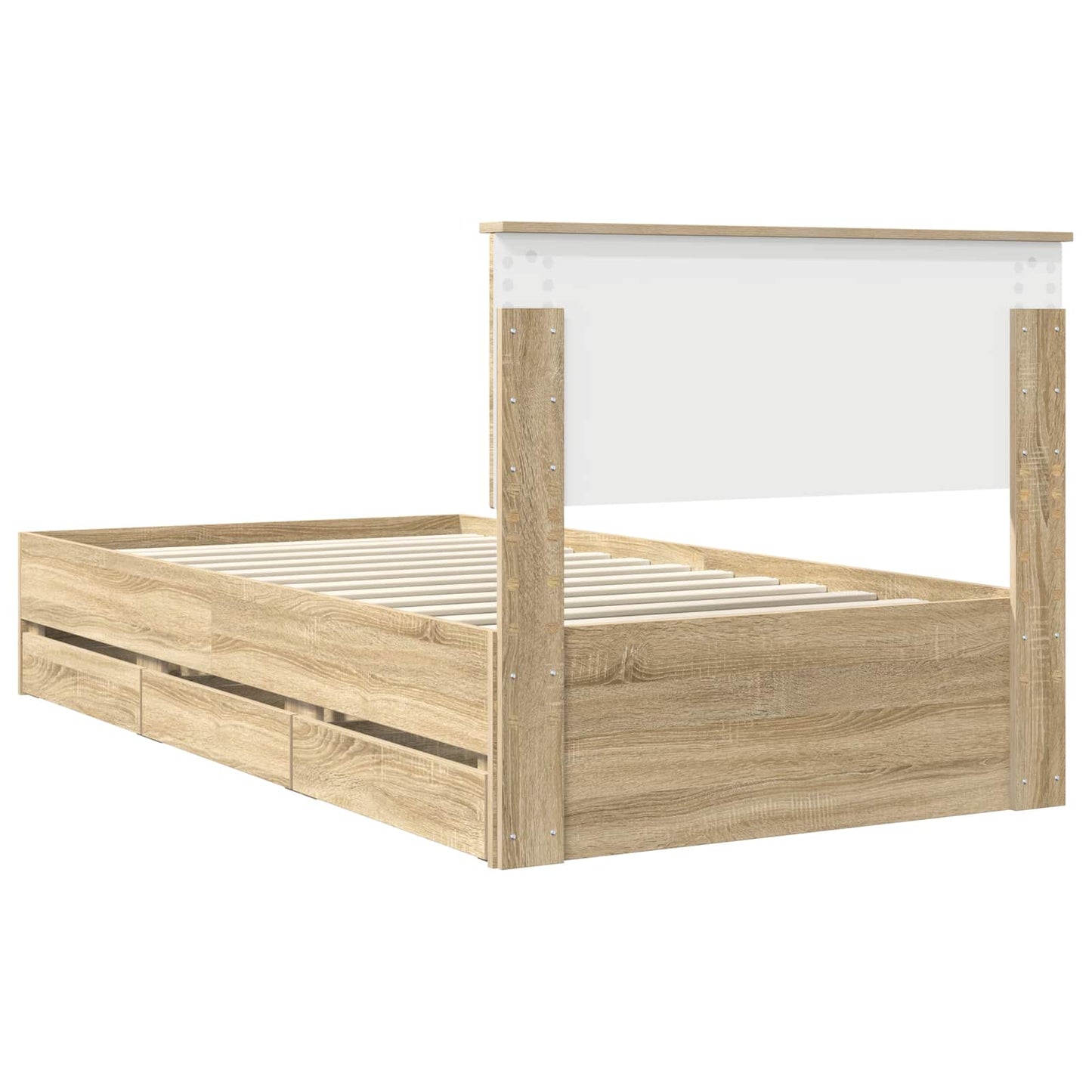 Bedframe met lade Sonoma Eiken 100 x 200 cm Ingenieurshout is nu te koop bij PeponiXL, paradijselijk wonen!