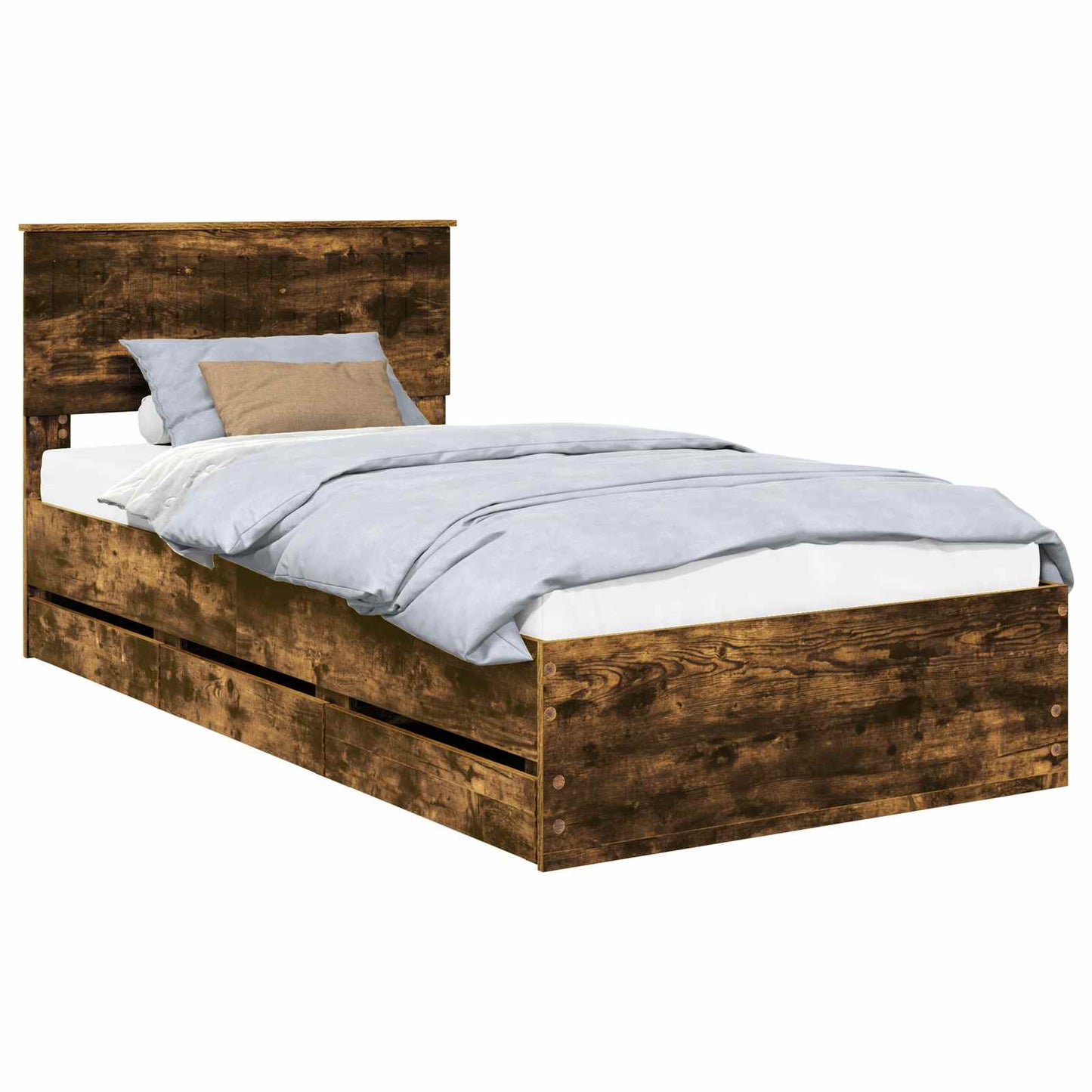 Bedframe met lade Gerookt eiken 100 x 200 cm Ingenieurshout is nu te koop bij PeponiXL, paradijselijk wonen!