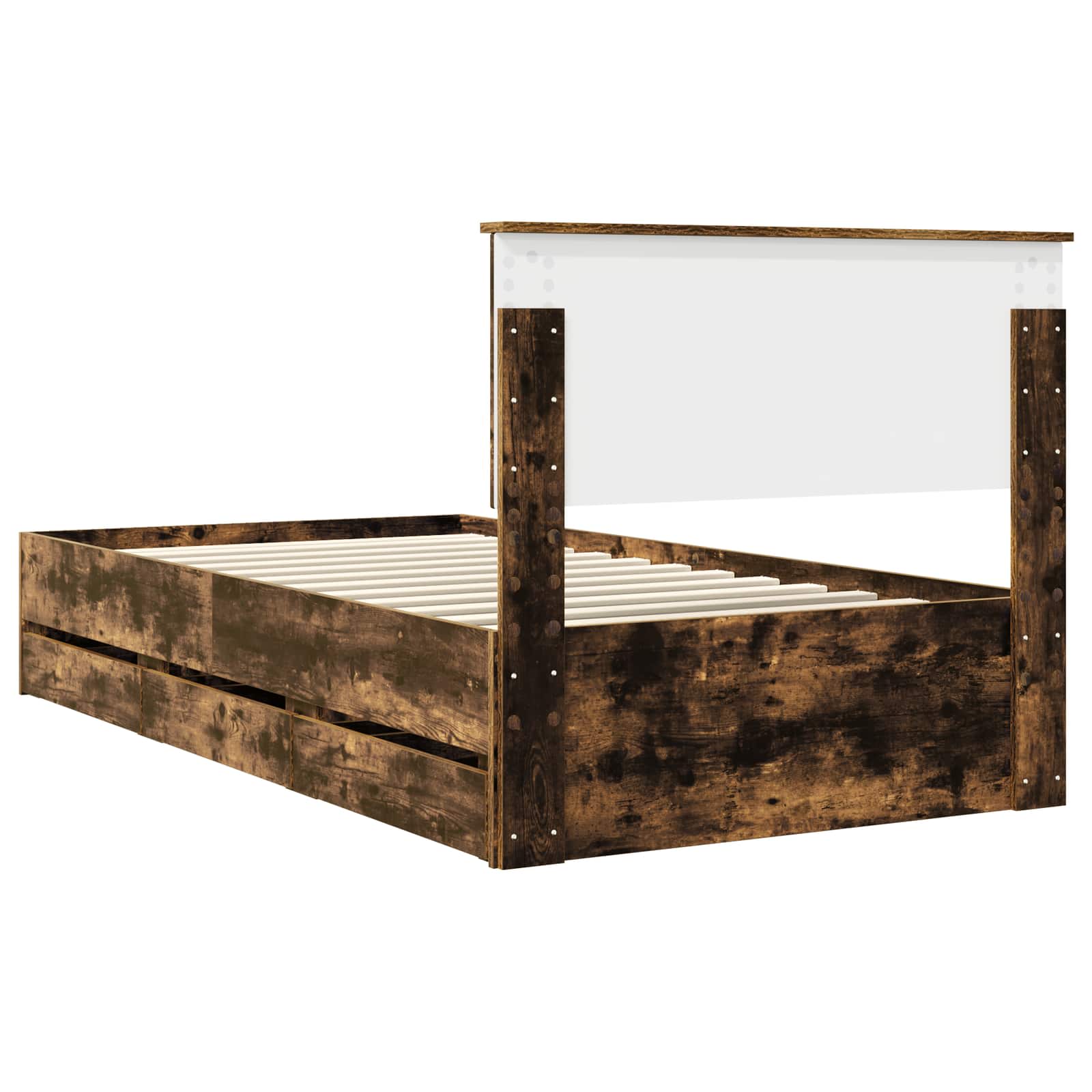 Bedframe met lade Gerookt eiken 100 x 200 cm Ingenieurshout is nu te koop bij PeponiXL, paradijselijk wonen!