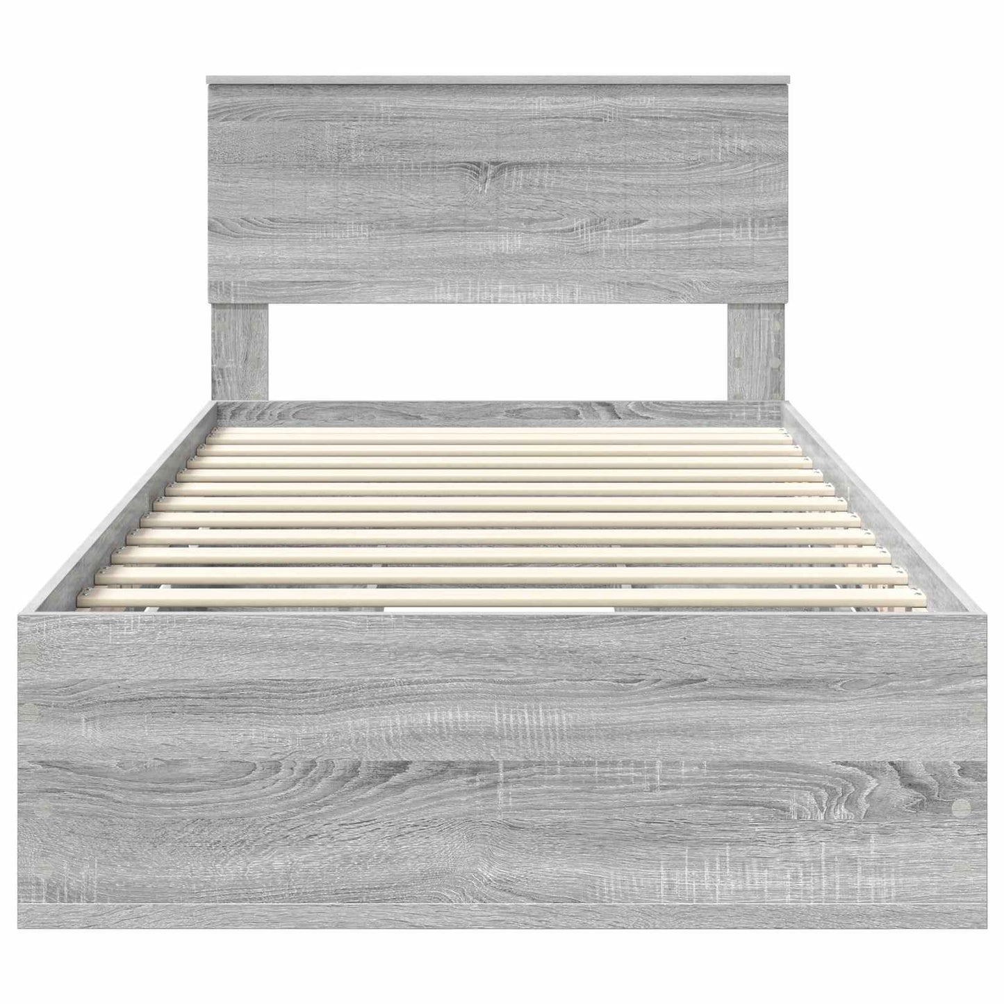 Bedframe met lade Grijs Sonoma 100 x 200 cm Ingenieurshout is nu te koop bij PeponiXL, paradijselijk wonen!