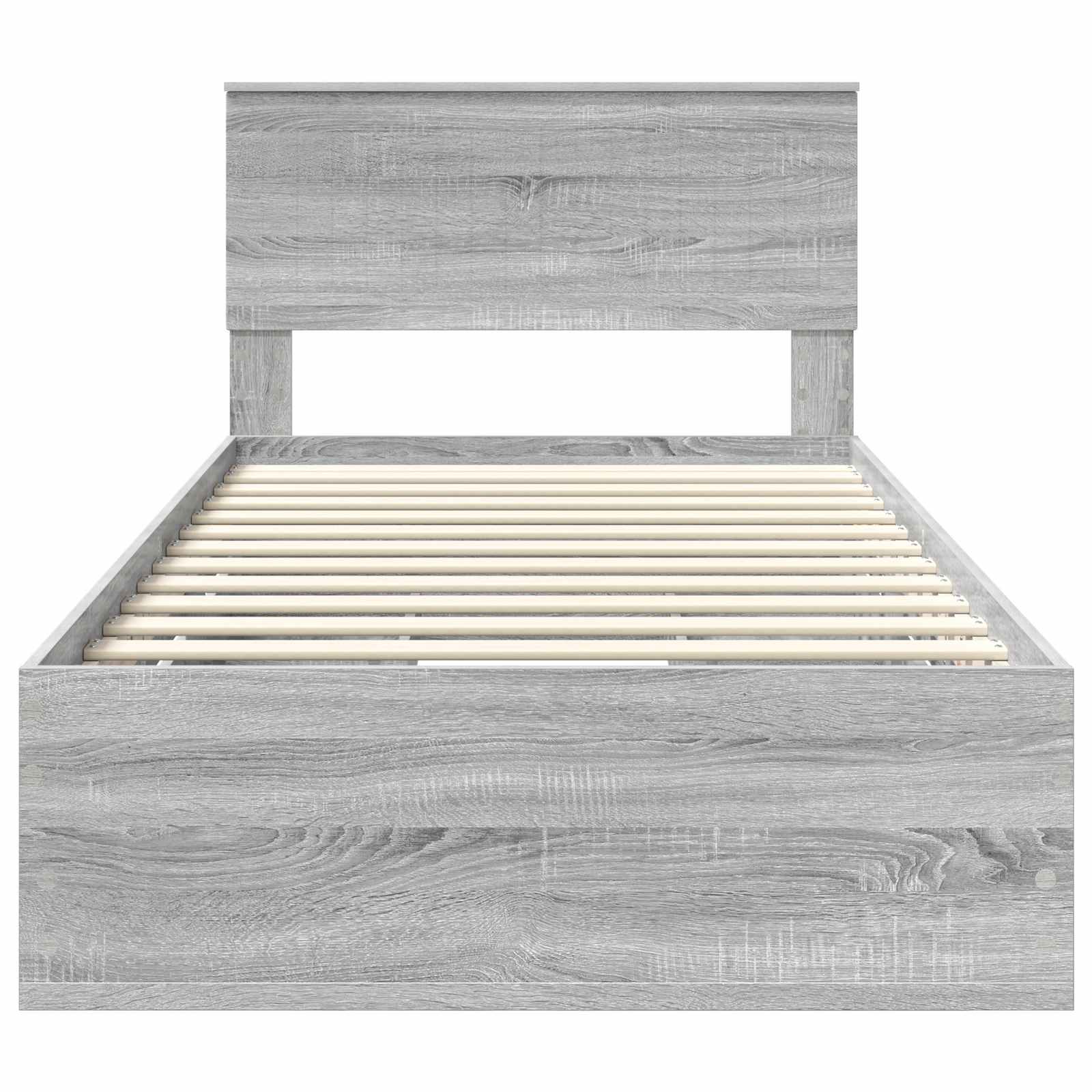 Bedframe met lade Grijs Sonoma 100 x 200 cm Ingenieurshout is nu te koop bij PeponiXL, paradijselijk wonen!