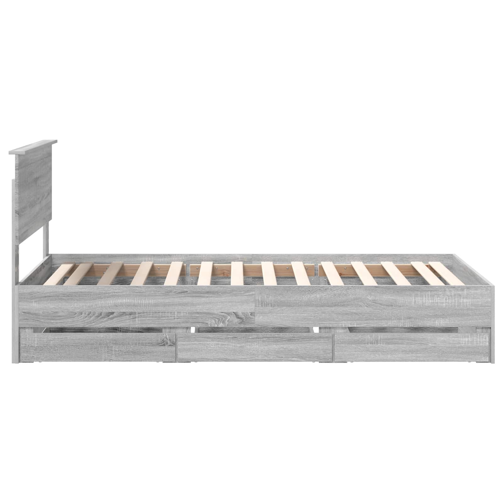 Bedframe met lade Grijs Sonoma 100 x 200 cm Ingenieurshout is nu te koop bij PeponiXL, paradijselijk wonen!