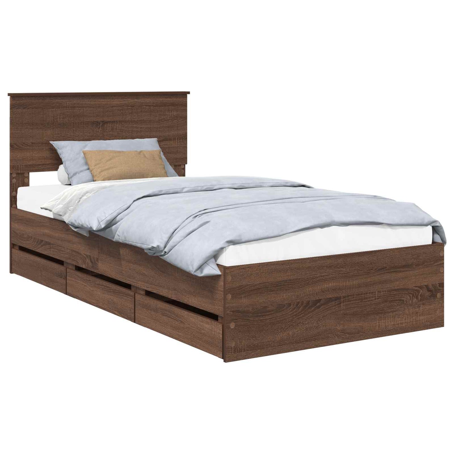 Bedframe met lade Bruin Eiken 100 x 200 cm Ingenieurshout is nu te koop bij PeponiXL, paradijselijk wonen!