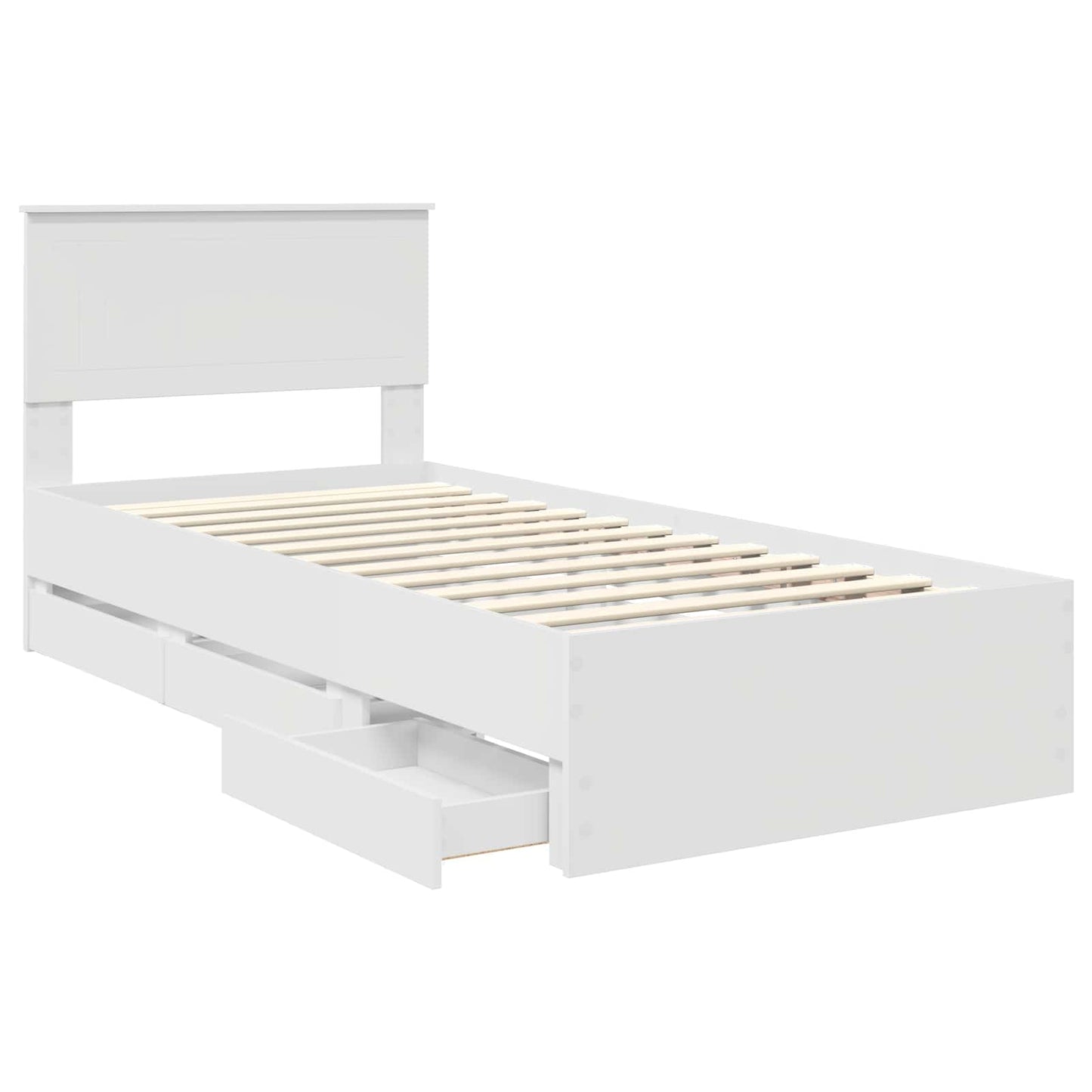 Bedframe met lade met hoofdeinde Wit 90 x 200 cm Ingenieurshout is nu te koop bij PeponiXL, paradijselijk wonen!