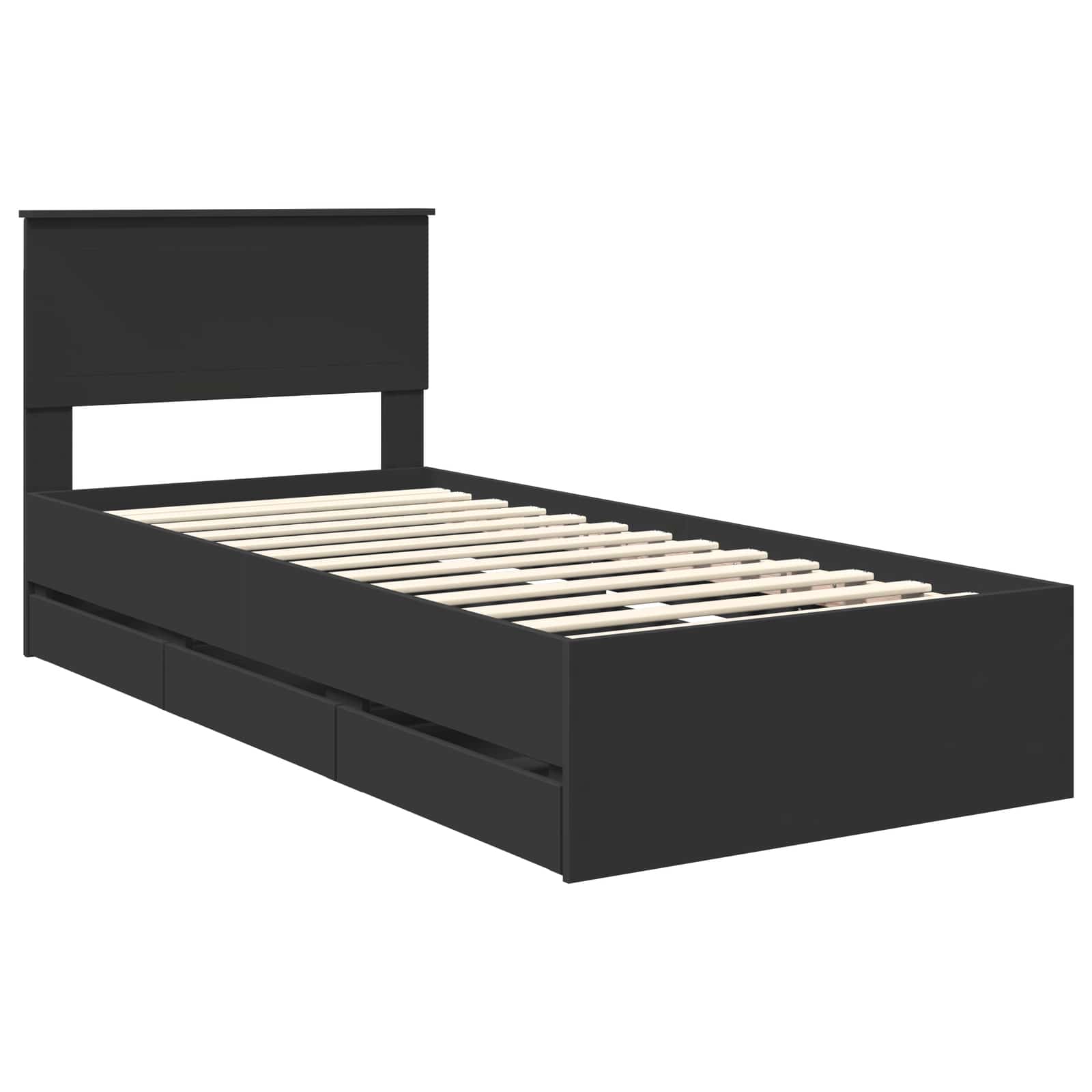 Bedframe met lade met opslag Zwart 90 x 200 cm Ingenieurshout is nu te koop bij PeponiXL, paradijselijk wonen!