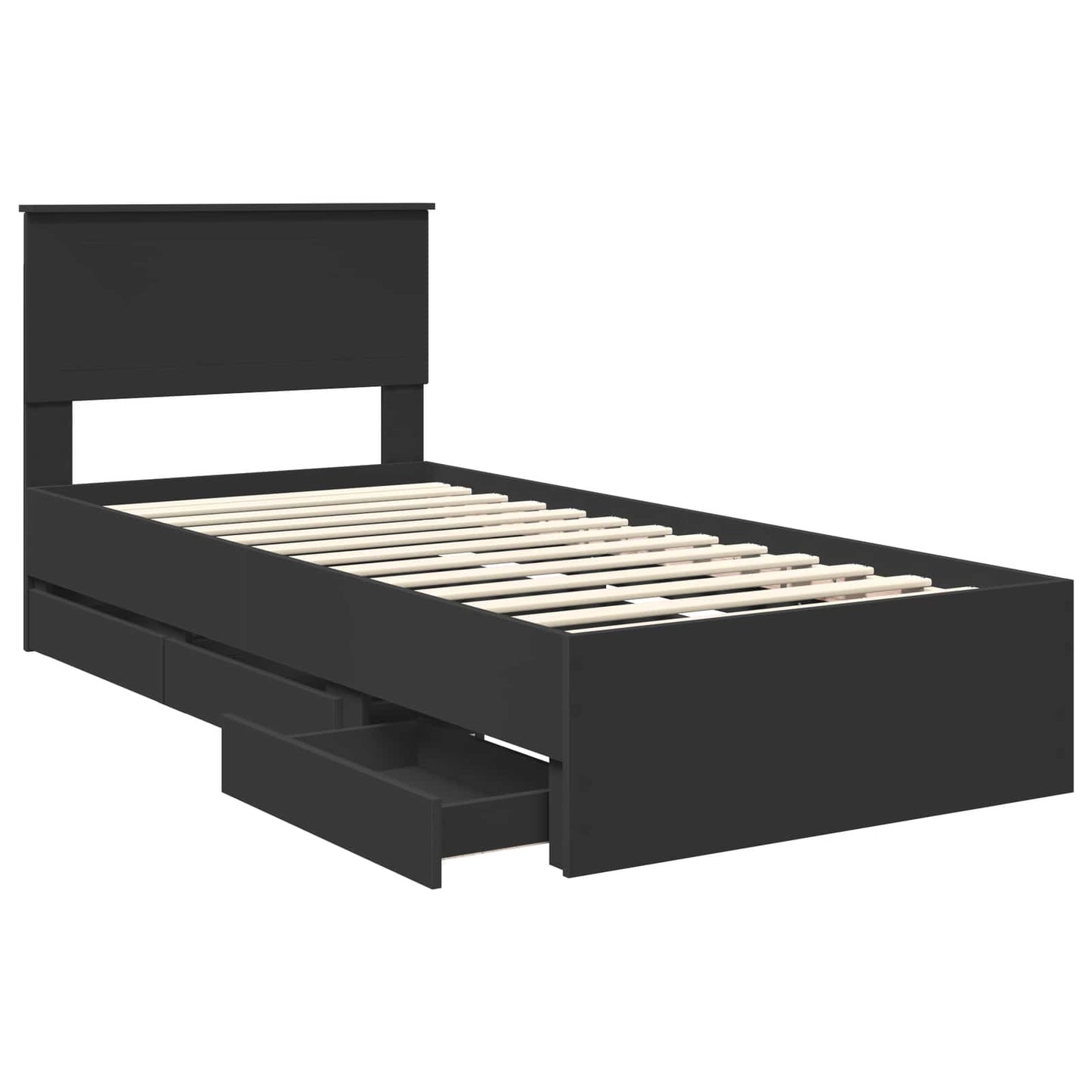Bedframe met lade met opslag Zwart 90 x 200 cm Ingenieurshout is nu te koop bij PeponiXL, paradijselijk wonen!