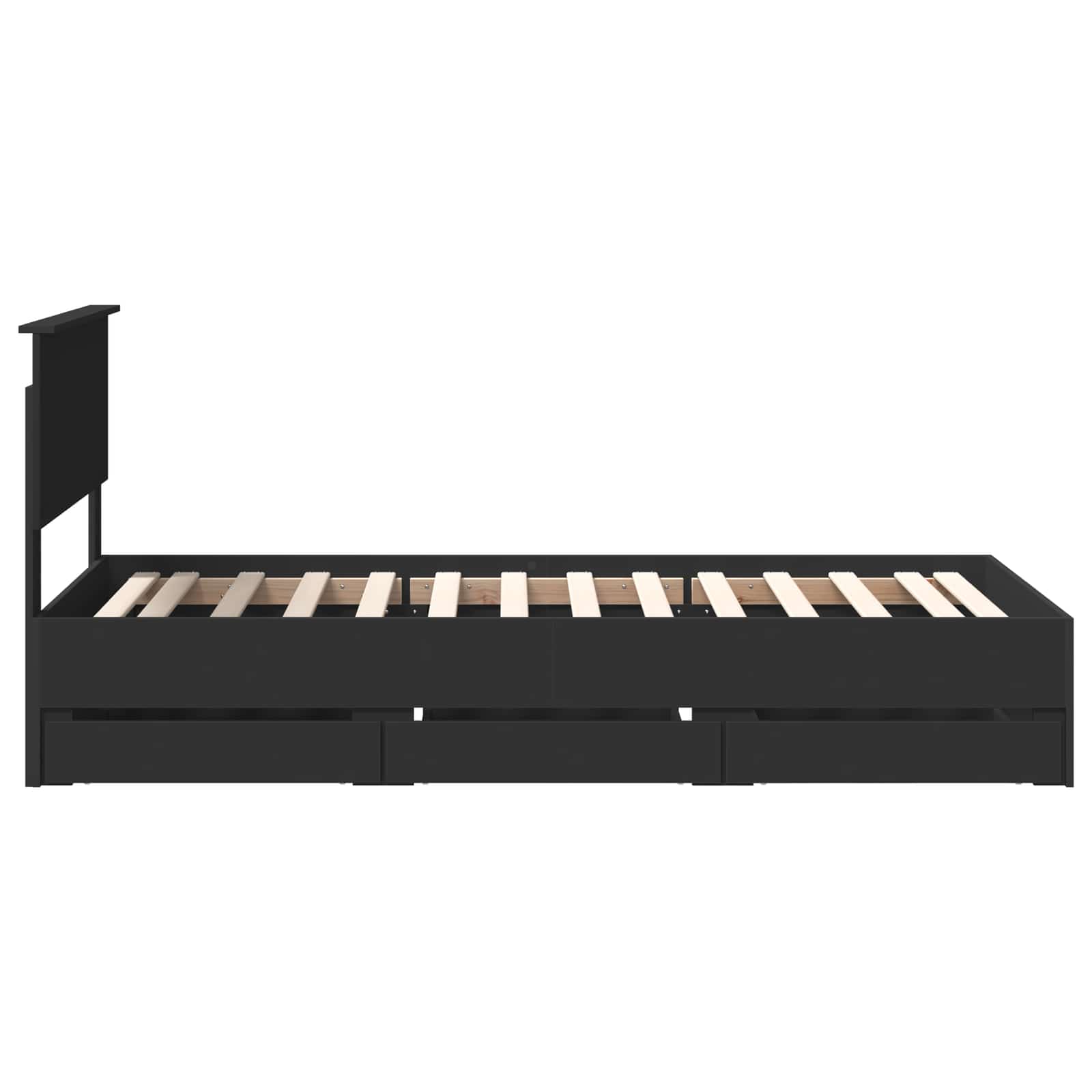 Bedframe met lade met opslag Zwart 90 x 200 cm Ingenieurshout is nu te koop bij PeponiXL, paradijselijk wonen!
