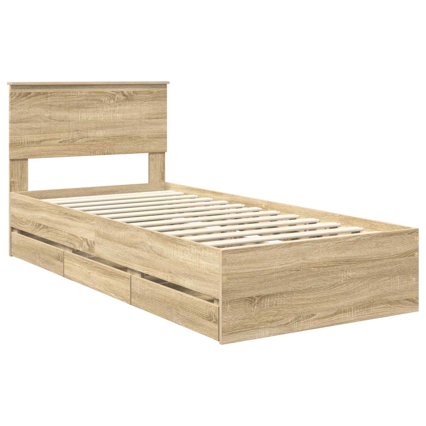 Bedframe met lade Sonoma Eiken 90 x 200 cm Ingenieurshout is nu te koop bij PeponiXL, paradijselijk wonen!