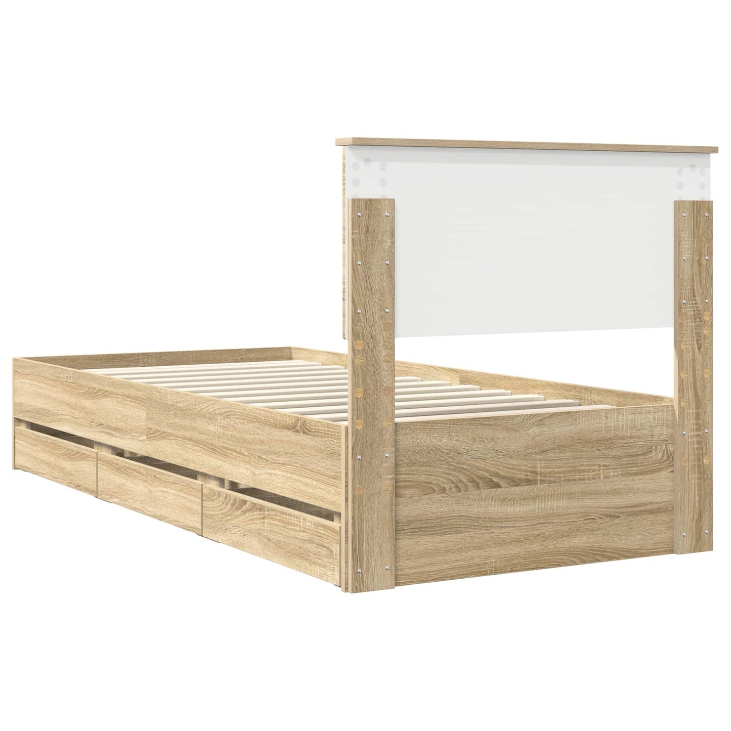 Bedframe met lade Sonoma Eiken 90 x 200 cm Ingenieurshout is nu te koop bij PeponiXL, paradijselijk wonen!