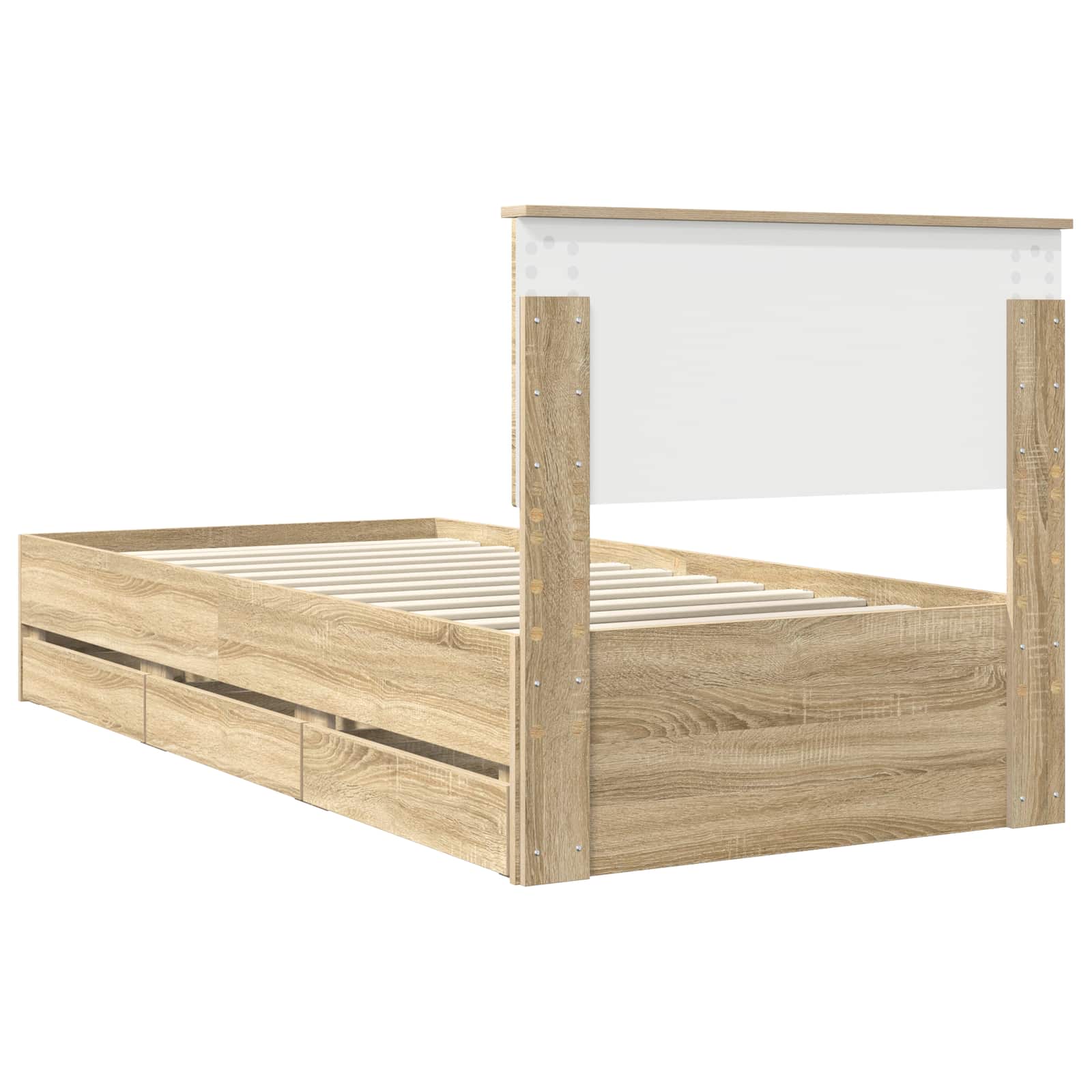 Bedframe met lade Sonoma Eiken 90 x 200 cm Ingenieurshout is nu te koop bij PeponiXL, paradijselijk wonen!