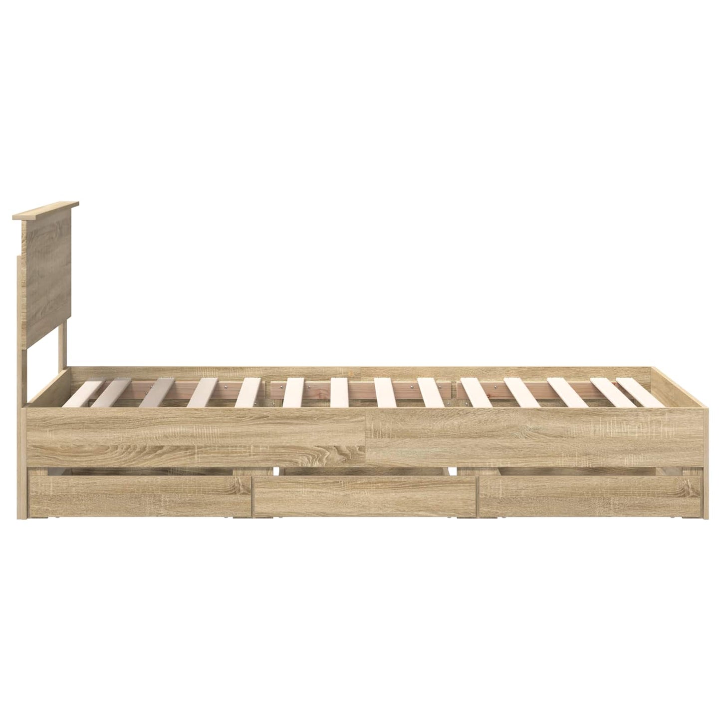 Bedframe met lade Sonoma Eiken 90 x 200 cm Ingenieurshout is nu te koop bij PeponiXL, paradijselijk wonen!