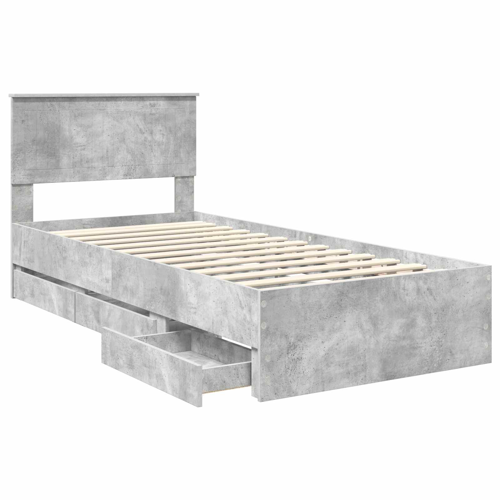 Bedframe met lade Beton Grijs 90 x 200 cm Ingenieurshout is nu te koop bij PeponiXL, paradijselijk wonen!