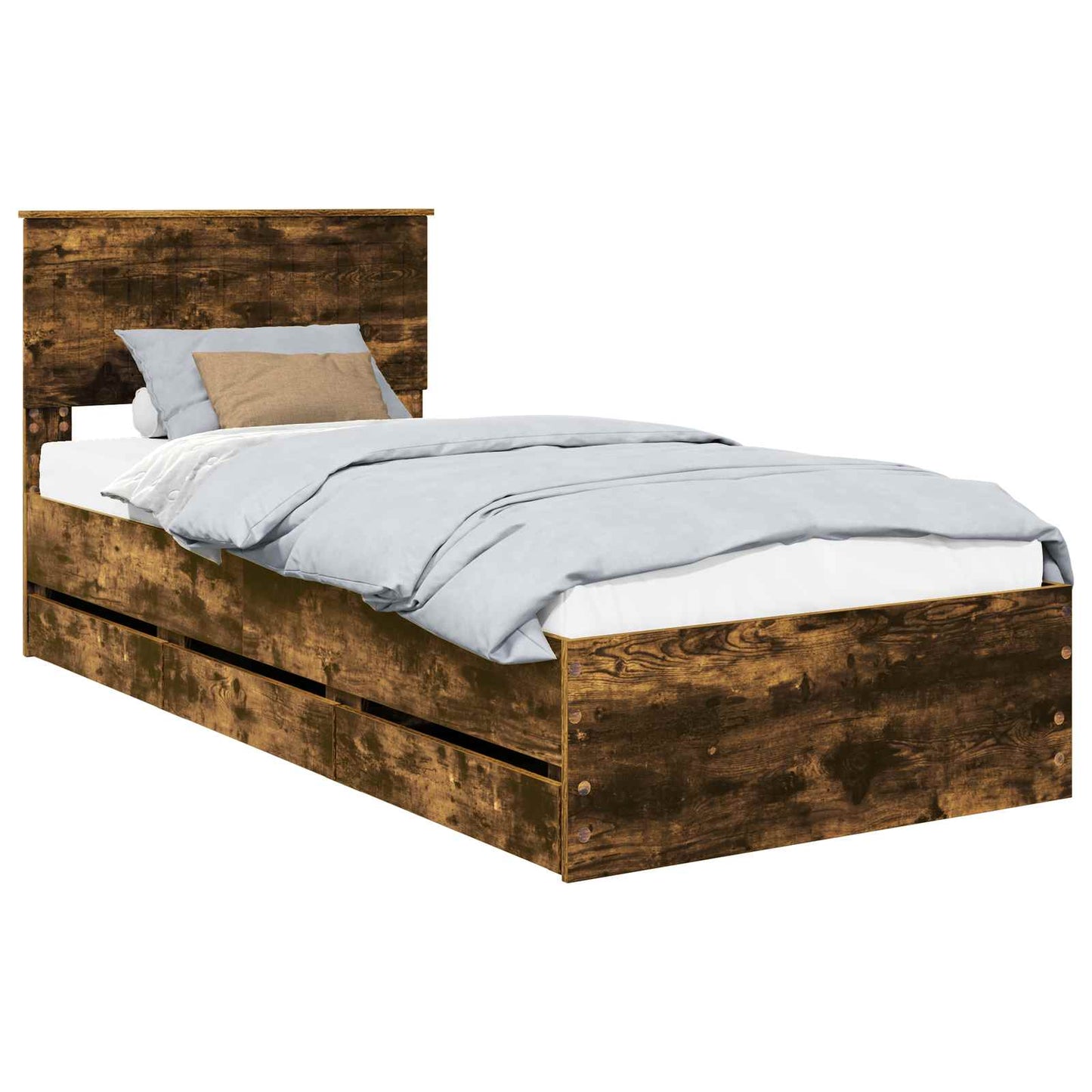 Bedframe met lade Gerookt eiken 90 x 200 cm Ingenieurshout is nu te koop bij PeponiXL, paradijselijk wonen!