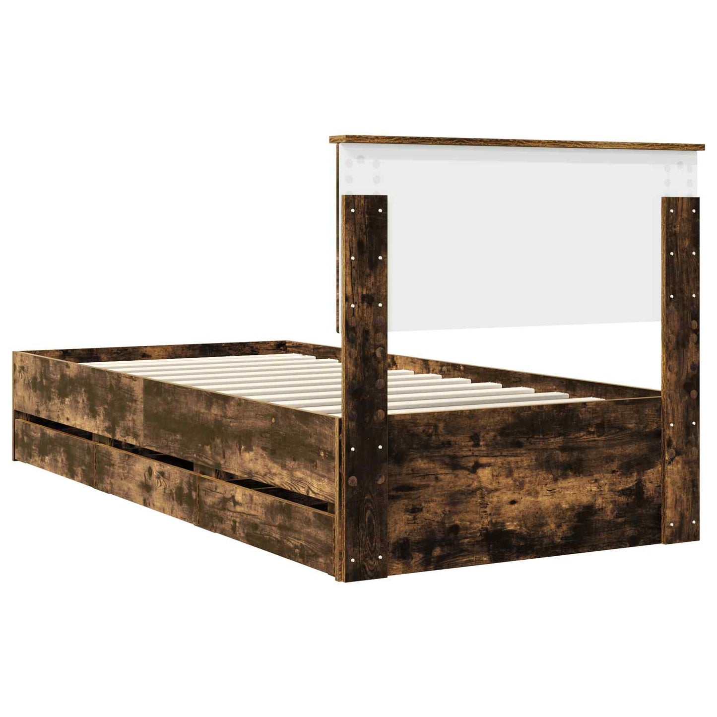 Bedframe met lade Gerookt eiken 90 x 200 cm Ingenieurshout is nu te koop bij PeponiXL, paradijselijk wonen!