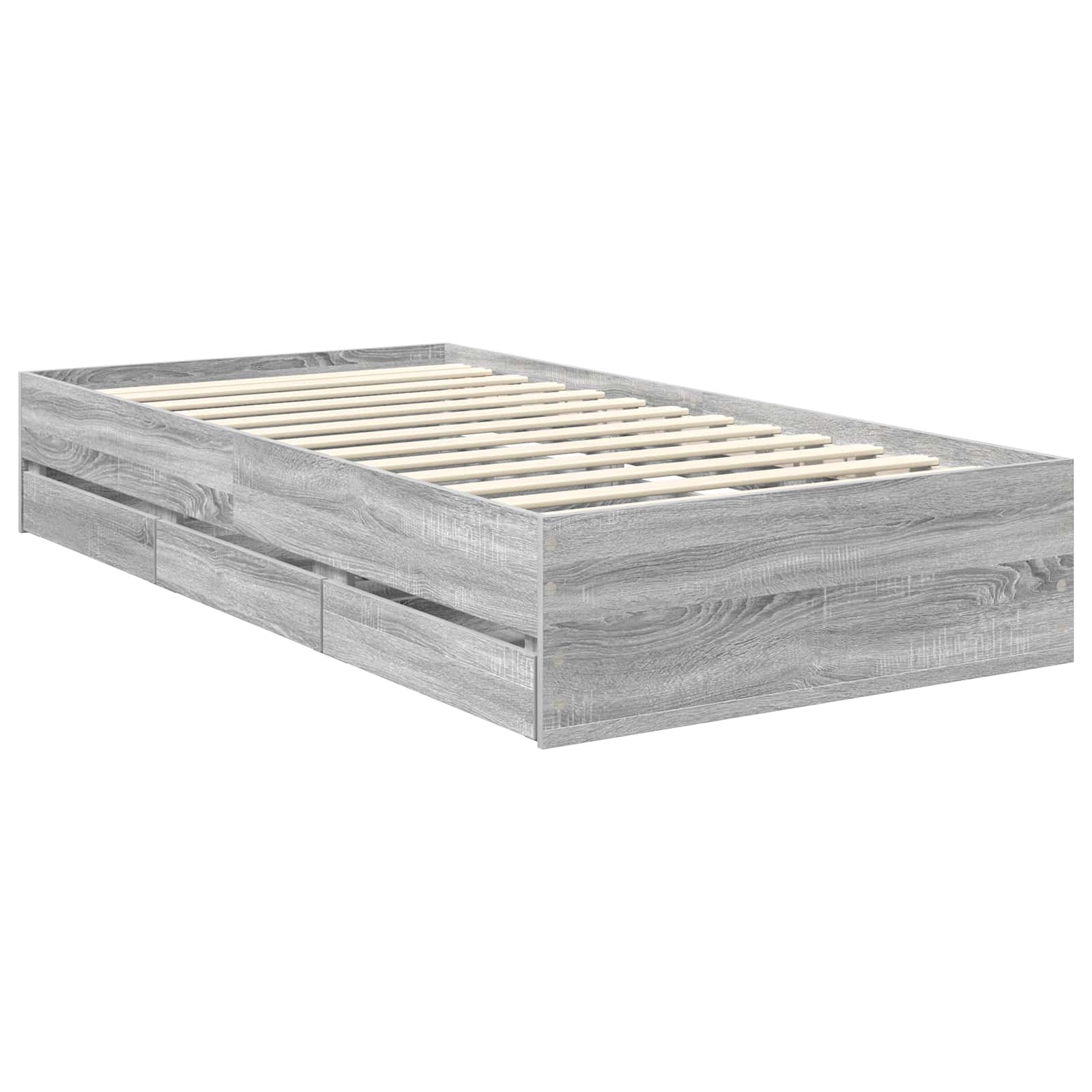 Bedframe met lade Grijs Sonoma 90 x 200 cm Ingenieurshout is nu te koop bij PeponiXL, paradijselijk wonen!