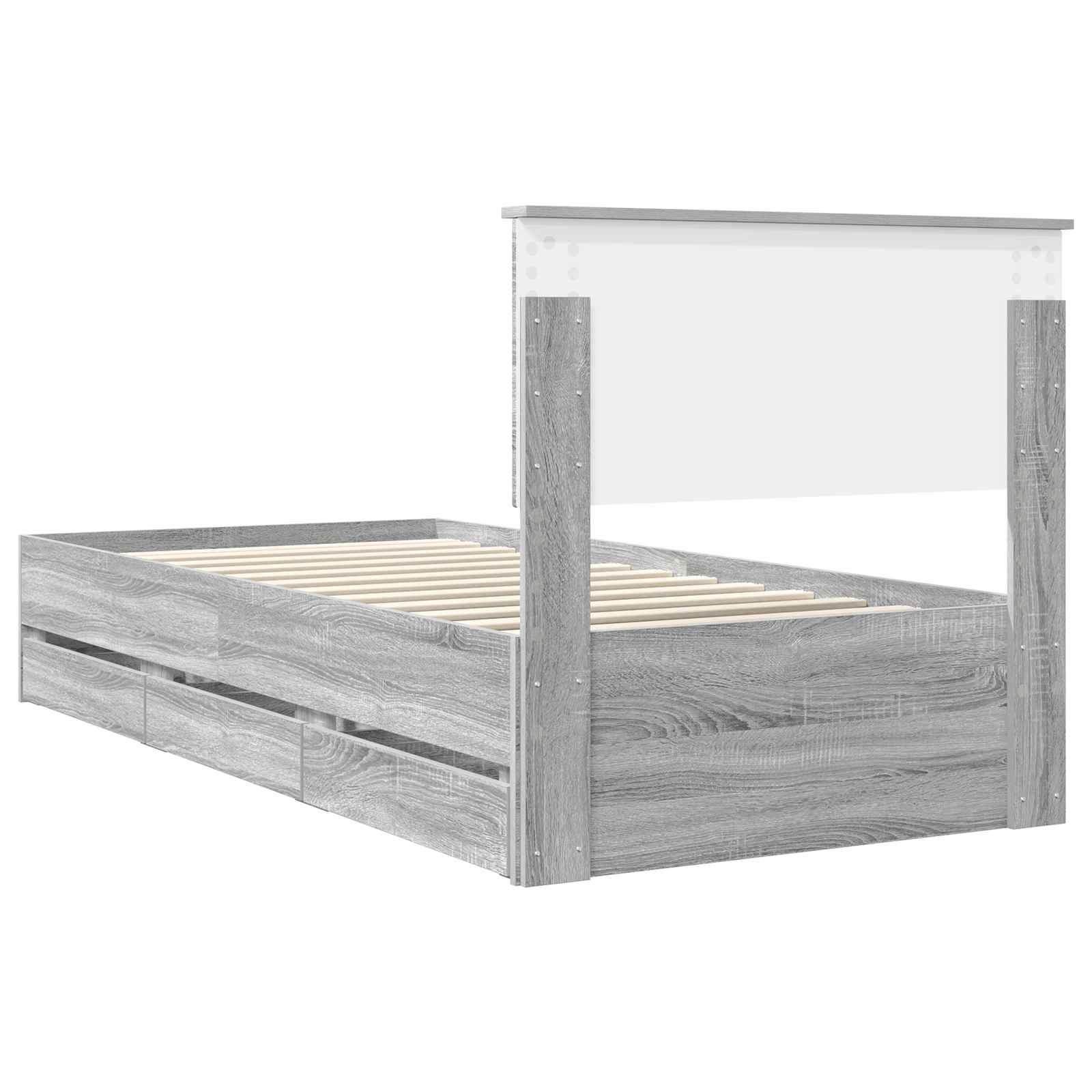 Bedframe met lade Grijs Sonoma 90 x 200 cm Ingenieurshout is nu te koop bij PeponiXL, paradijselijk wonen!